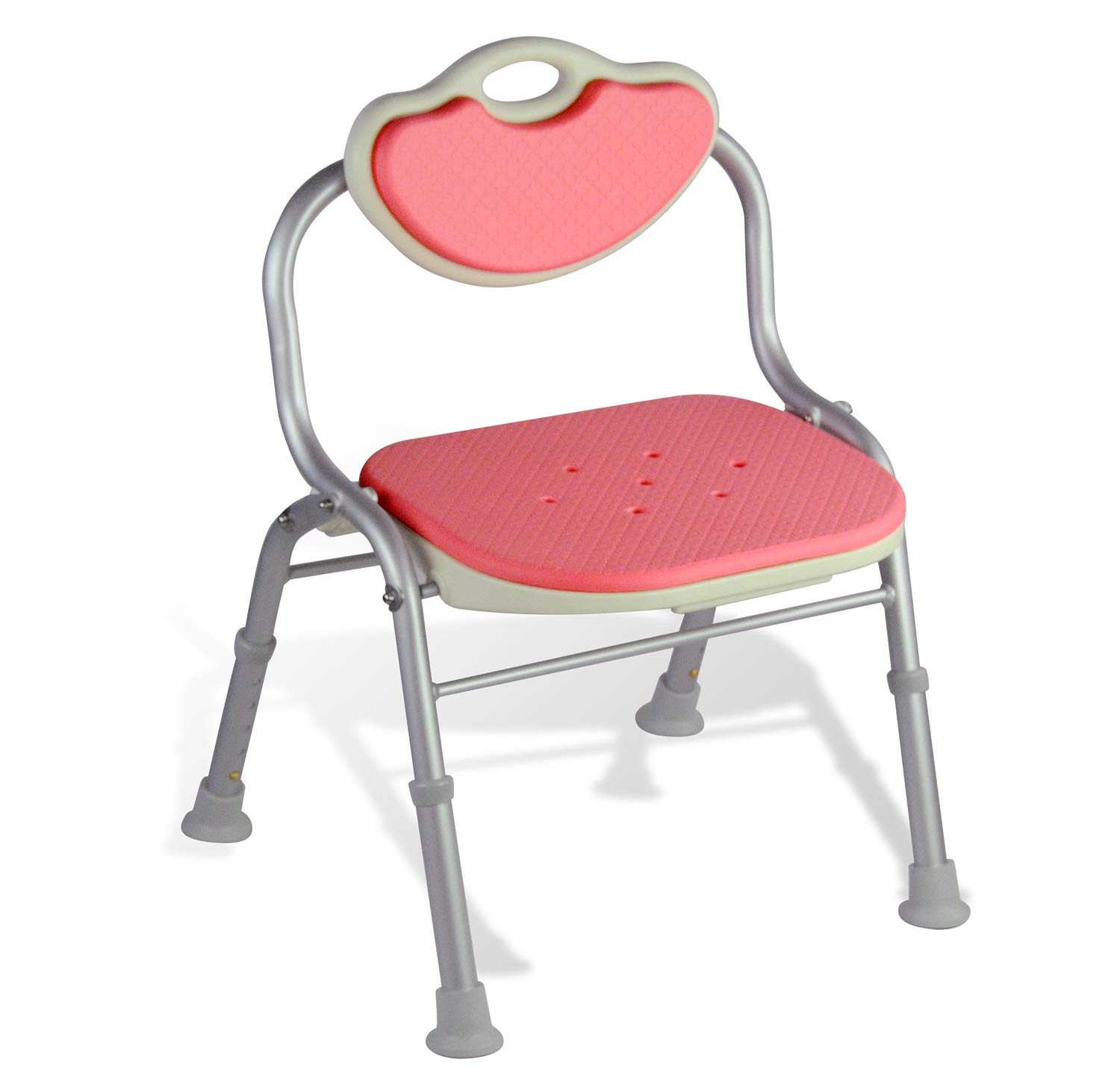 Foldable Aluminum Shower Chair for Elderly & Kids - Non-Slip Bath Stool with Backrest, Watermelon Red - Ideal for Bathroom Safety, Shower Seating & Mobility Assistance