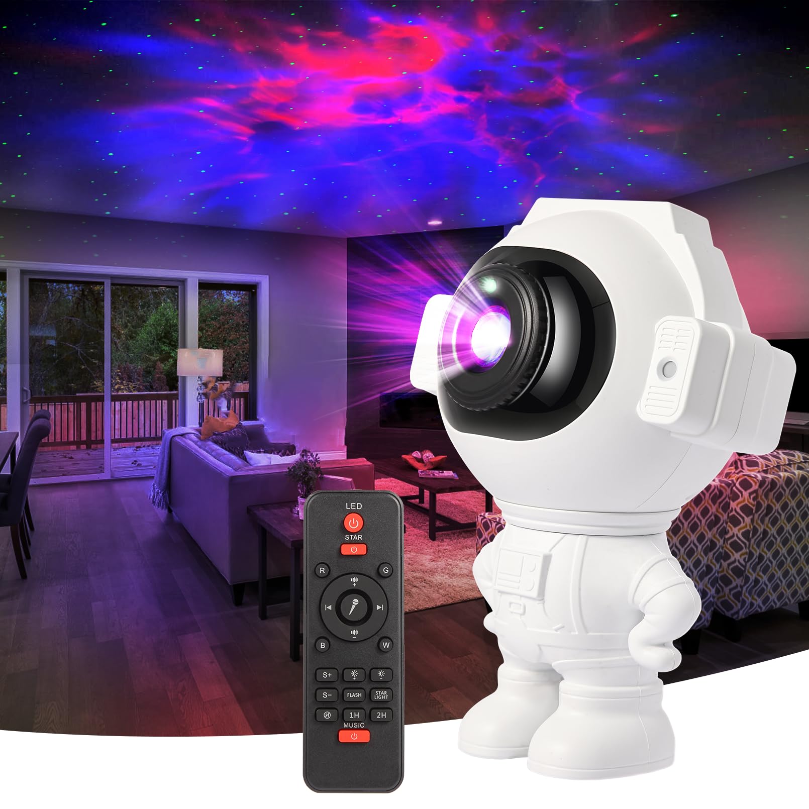 Astronaut Galaxy Projector - 360° Star Projector Night Light with Remote & Timer | Kids Room Decor, Bedroom Ceiling Light | Perfect for Nursery, Christmas Gifts & Birthday Parties (Space Themed Decor)