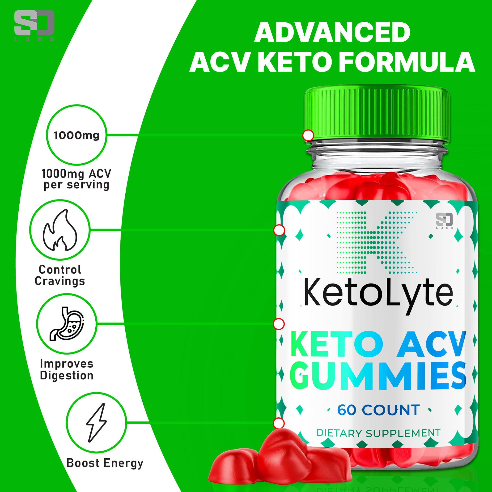 Ketolyte ACV Keto Gummies 1000MG - Maximum Strength Apple Cider Vinegar Gummies with Beet Juice Powder & Vitamin B12 - 60 Count - Supports Ketosis & Weight Management - Perfect for Keto Diet & Healthy Lifestyle
