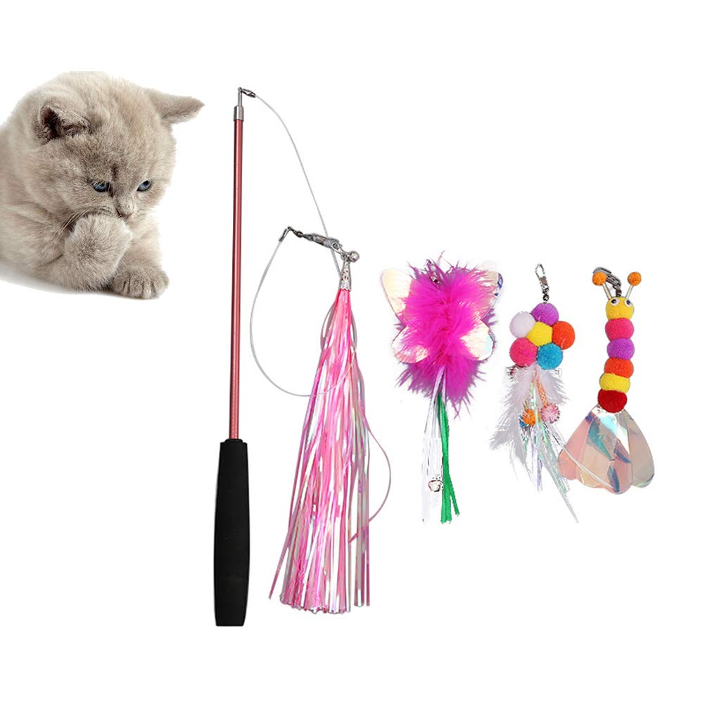 5pcs Cat Bell Wand Toys - Interactive Cat Teaser Wand with Bells, Fairy Wand Catcher Toy for Kittens - Perfect for Playtime, Training & Bonding with Your Pet
