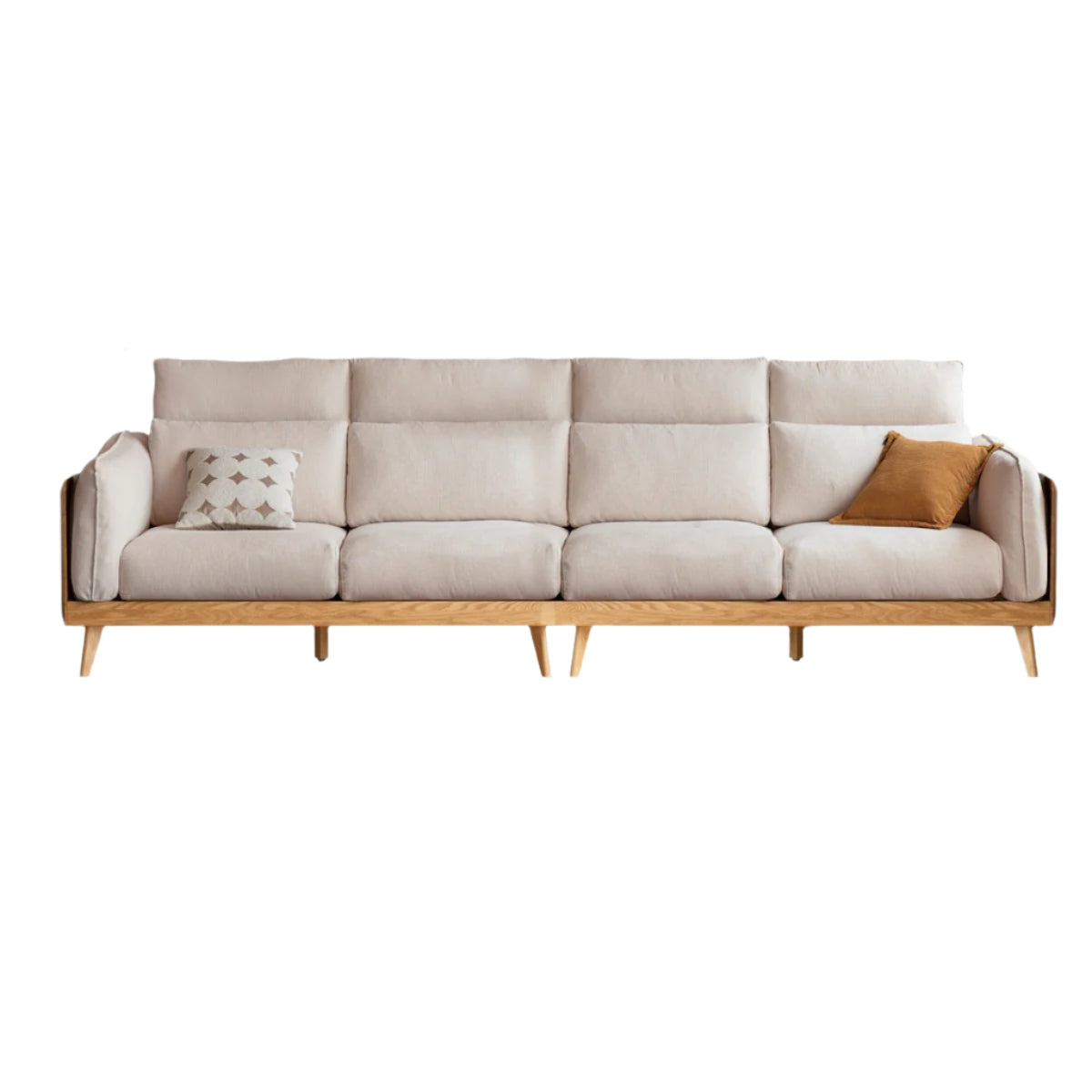 Modern Oak Solid Wood Straight Row Down Sofa - Durable & Stylish Living Room Furniture for Home, Office, and Lounge Spaces