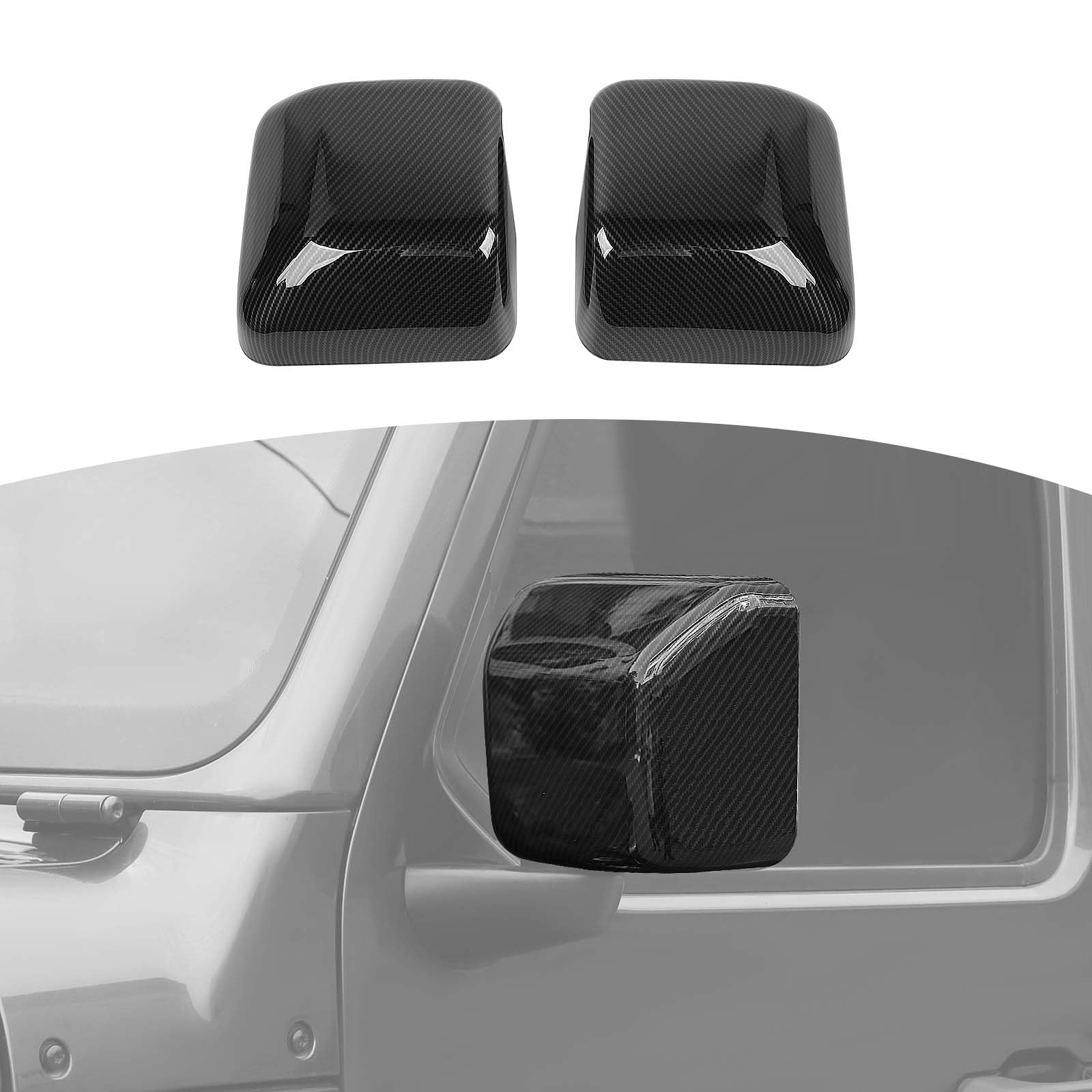 Carbon Fiber Side Mirror Cover Trim for Jeep Wrangler JL/JLU & Gladiator JT (2018-2024) - 2pcs - Durable Exterior Accessories for Off-Road & Urban Driving