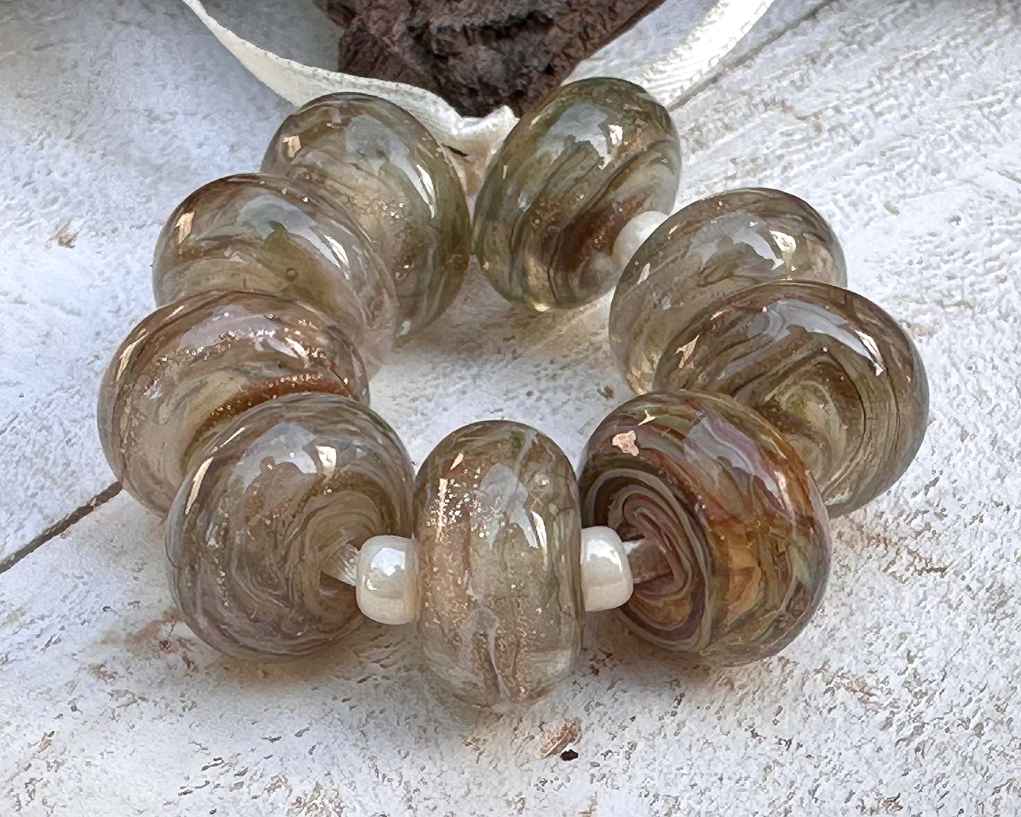 10 Golden Sparkle Lampwork Glass Beads Set for Jewelry Making - DIY Bracelet, Necklace & Craft Projects - SRA