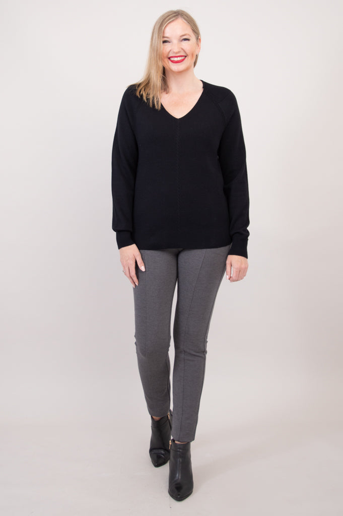 Claudia Women's Cotton Sweater - Soft & Comfortable Black Pullover for Casual Wear & Layering