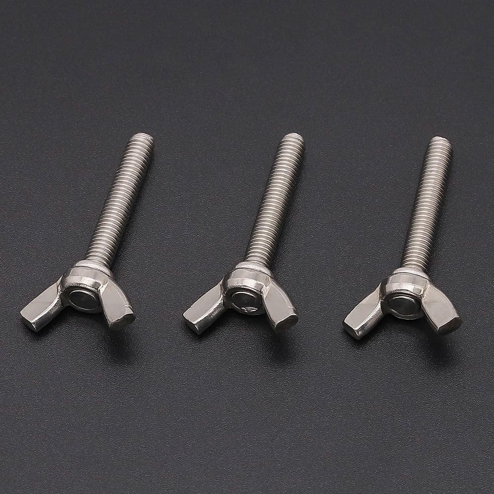 12 Pack M6-1.0 x 50mm 304 Stainless Steel Wing Bolts Thumb Screws - UNC Coarse Thread, Bright Finish - Perfect for Furniture Assembly, DIY Projects & Machinery Fastening