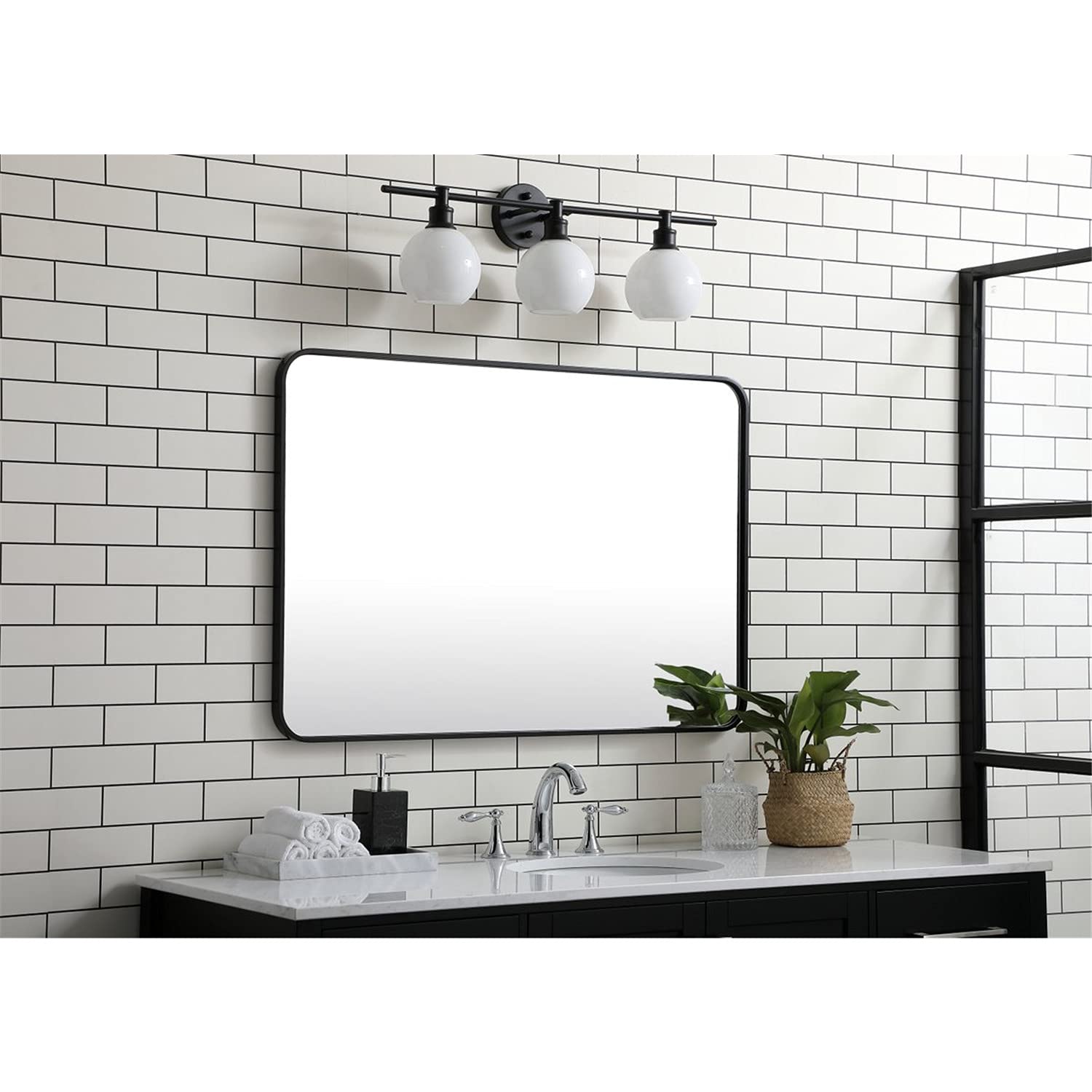 Elegant Black Metal Mirror 27x40 for Home Decor