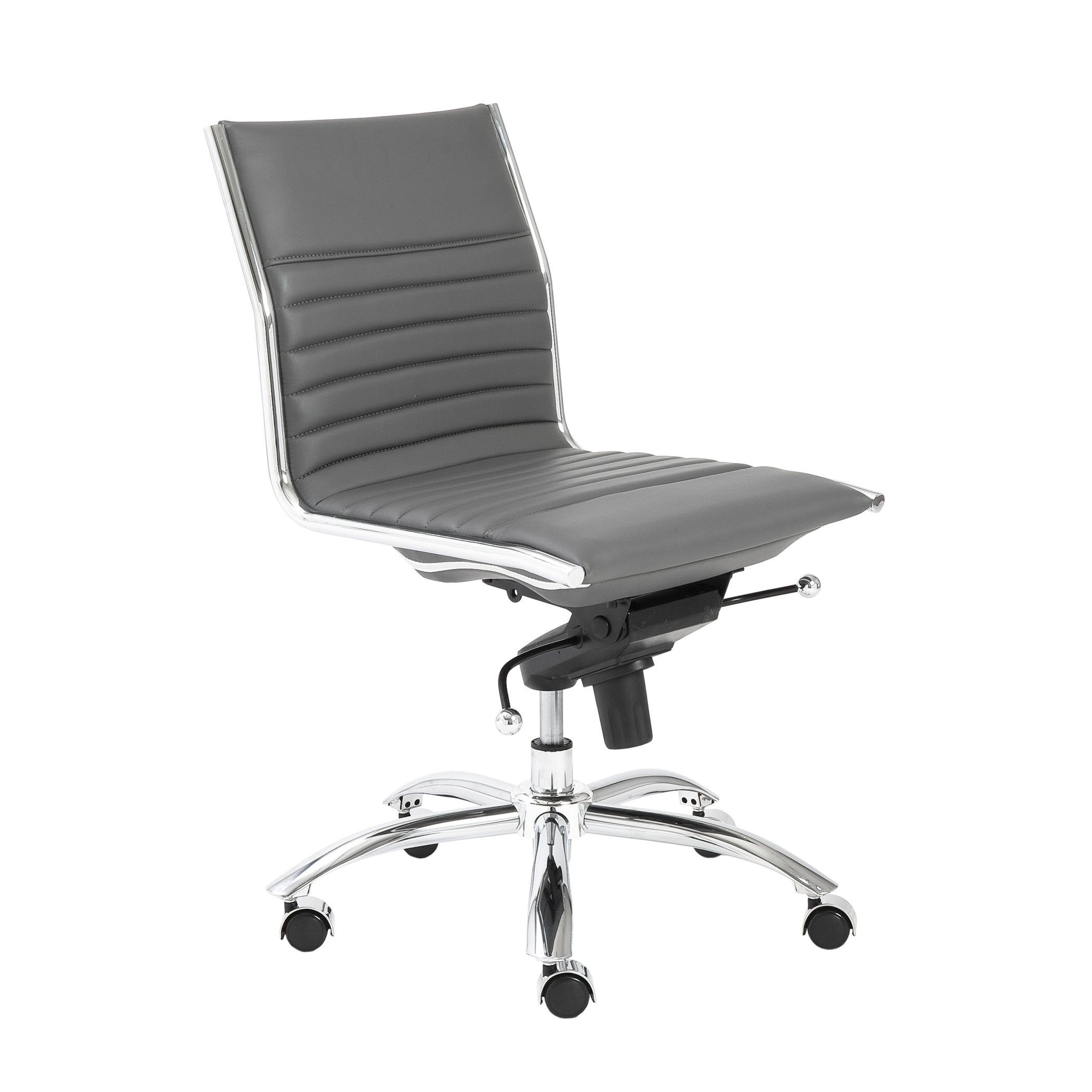 Euro Style Dirk Low Back Office Chair - Armless Ergonomic Design with Chrome Steel Base for Home, Office & Workspace Comfort