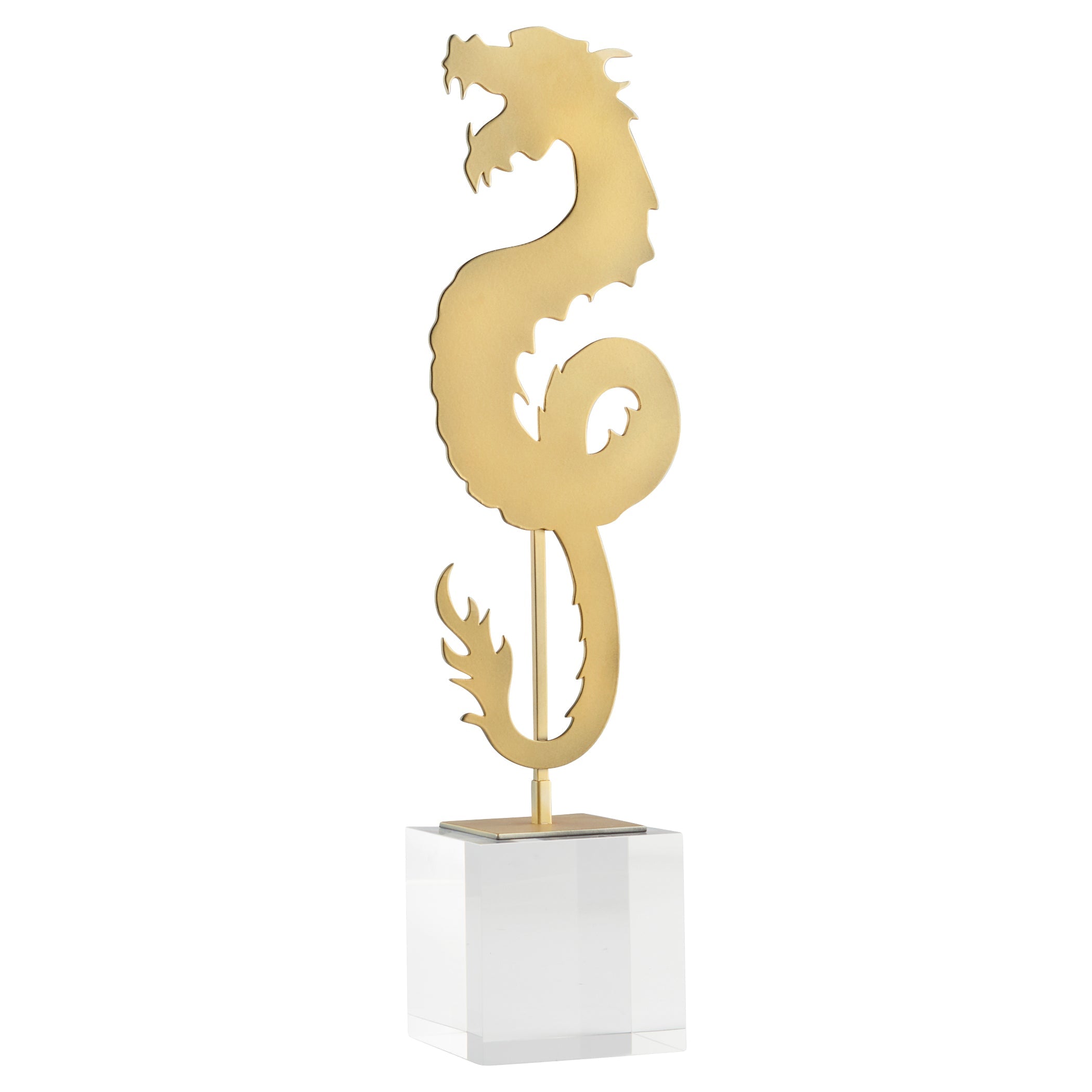 Cyan Design 11702 Haku Dragon Statue - Gold Finish Short Figurine | Asian Home Decor, Feng Shui Gift, Office Desk Ornament