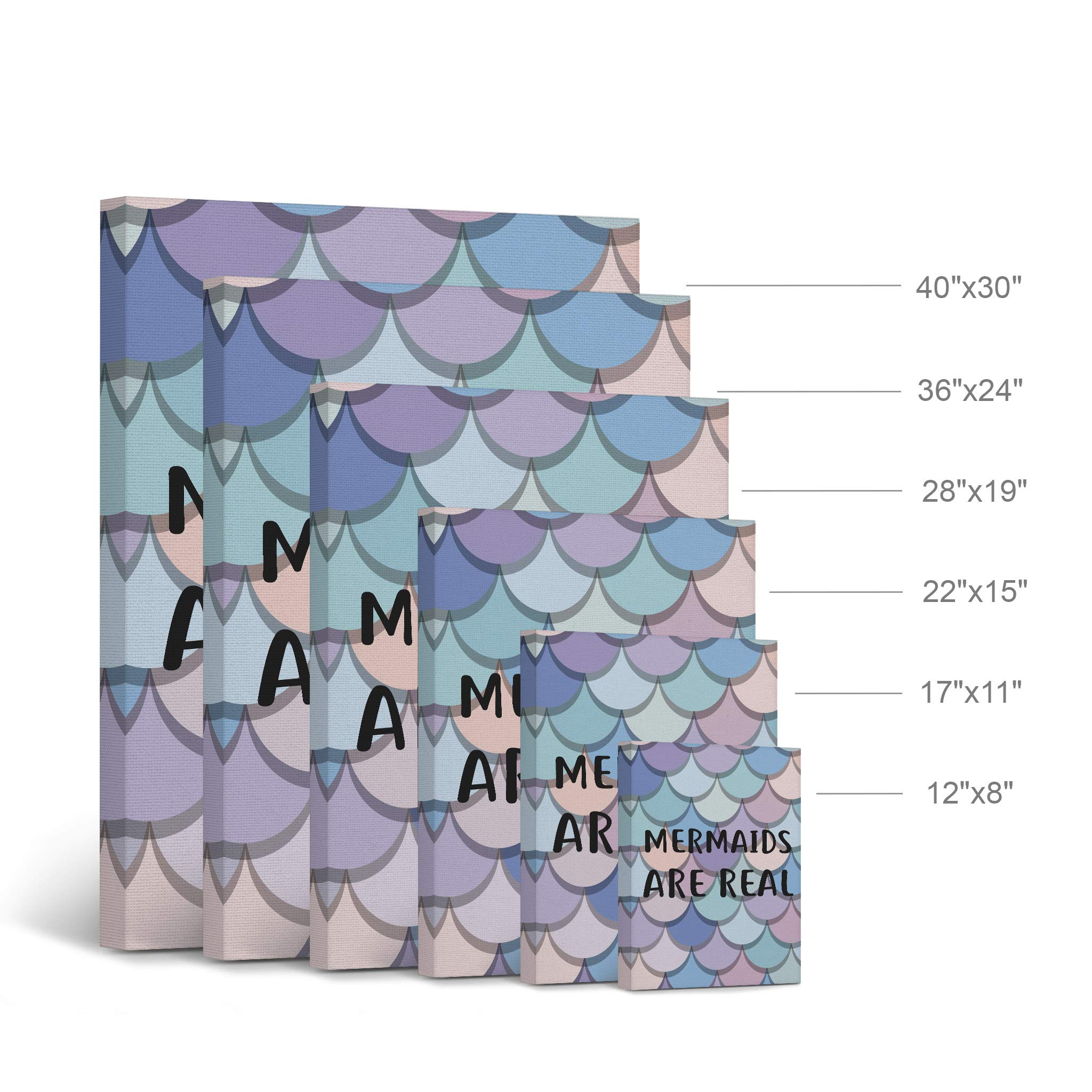 Smile Art Design 'Mermaids Are Real' Quote Canvas Print - Mermaid Wall Art for Kids Room, Nursery & Baby Room Decor - Ready to Hang, Made in USA (17x11) - Perfect for Birthday Gifts, Themed Bedrooms & Underwater Fantasy Decor