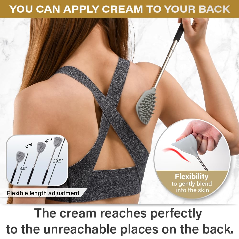 ROUNDS Back Scratcher - Gentle Silicone Protrusion for Itch Relief | Cream Applicator & Head Massager | Portable & Extendable Telescopic Design | Perfect for Travel, Home Use & Spa Treatments