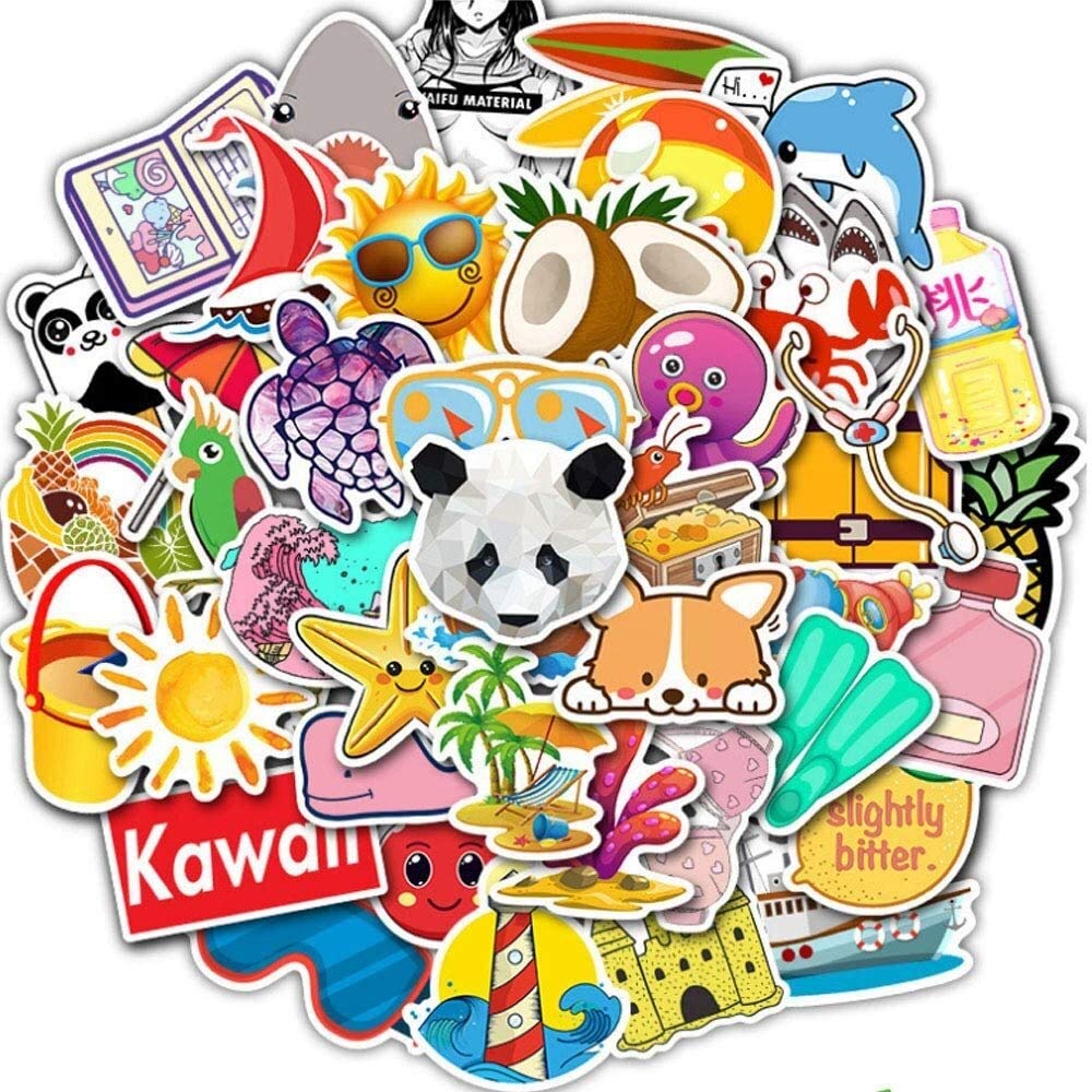 JUZZQ 300-Piece Custom Decal Sticker Set - Trendy Music & Film Vinyl Stickers for Kids & Teens - Perfect for Laptops, Cars, Motorcycles, Bicycles, Scooters, Bumpers, Guitars & Suitcases - Great for DIY Projects, School Supplies & Personalizing Belongings