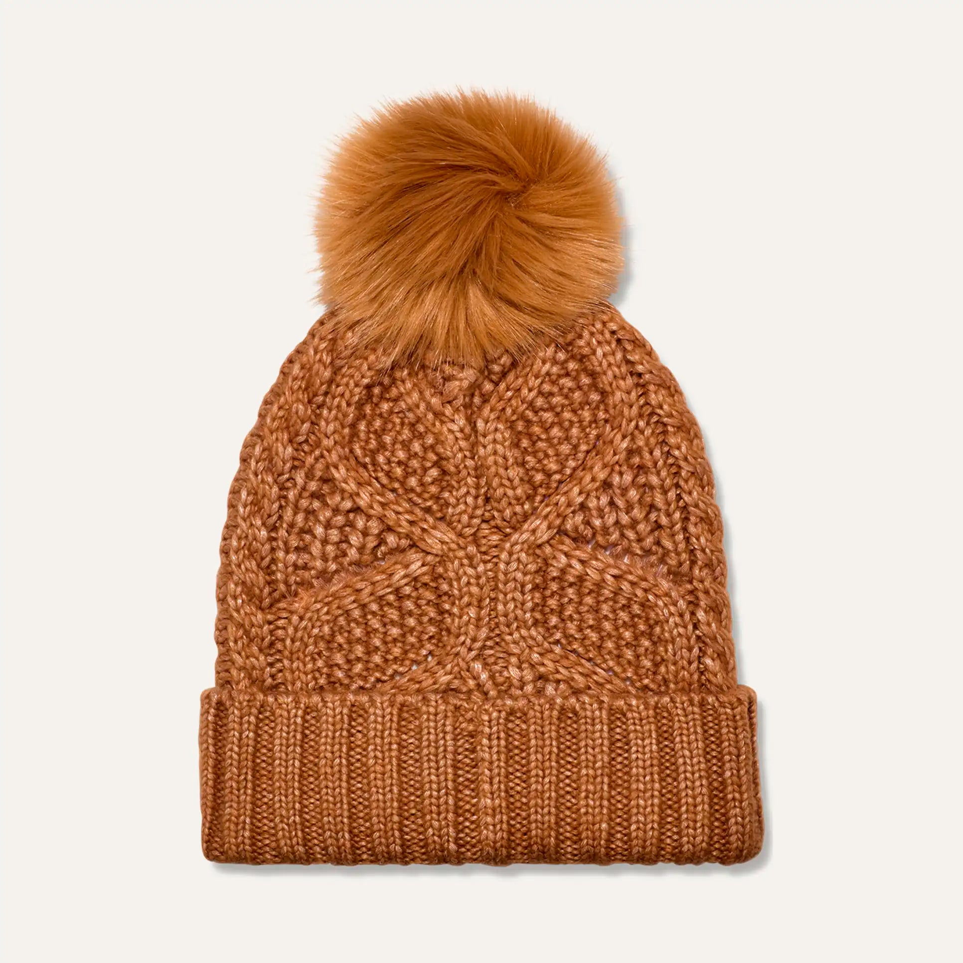 UGG Women's Cable Knit Beanie with Faux Fur Pom - Winter Warm Hat for Cold Weather & Outdoor Activities