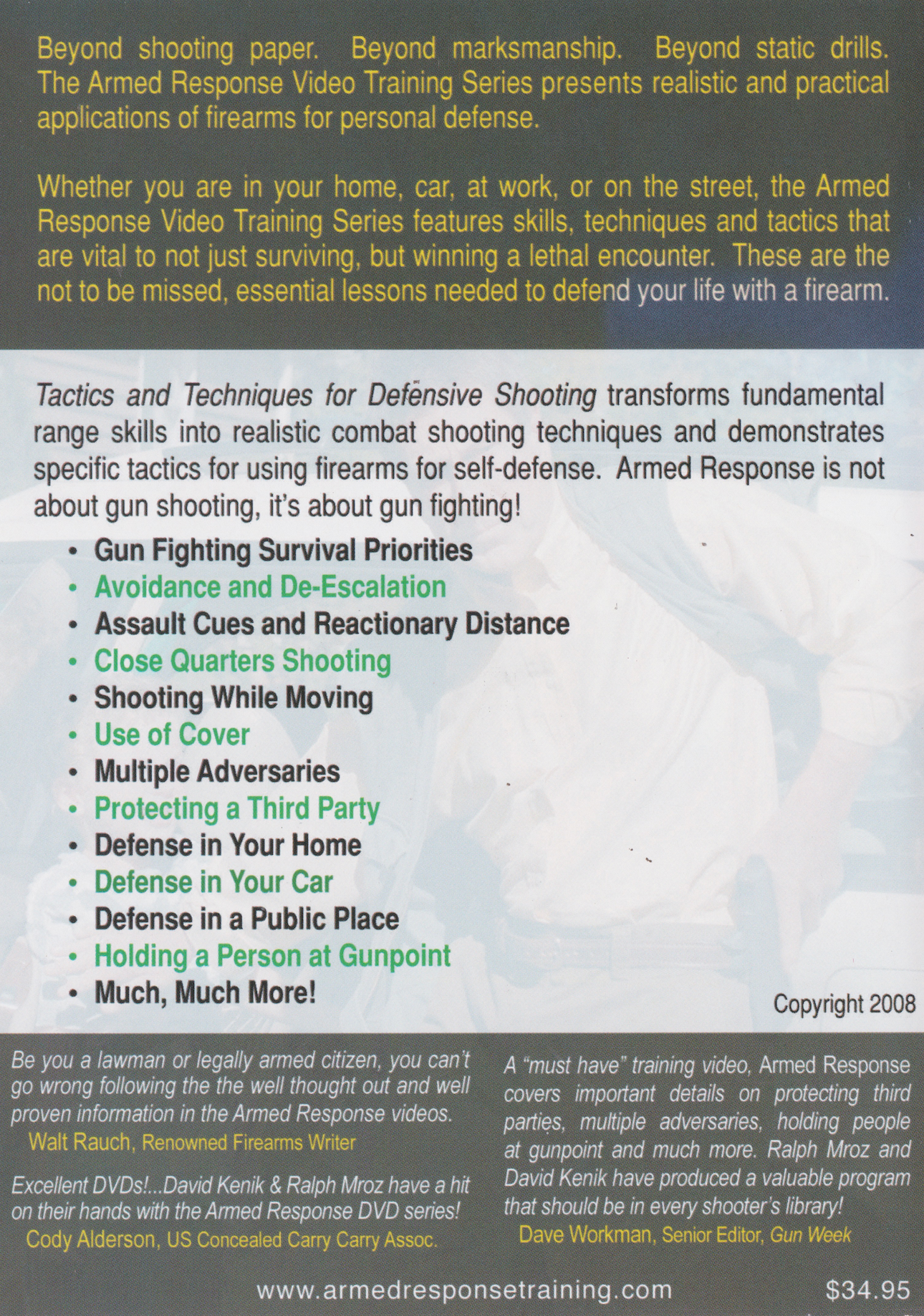 Armed Response: Tactics & Techniques for Defensive Shooting DVD - Training with David Kenik & Ralph Mroz | Used Self-Defense Video | Home Defense & Tactical Training Guide