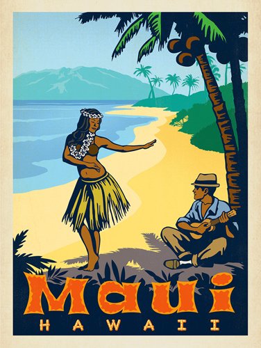 Vintage Hawaiian Hula Girl Sticker Decal - 3 x 4 Inch Waterproof Vinyl Art for Cars, Trucks, Laptops, Coolers - Tropical Beach Themed Decor for Travel Accessories & Surf Gear