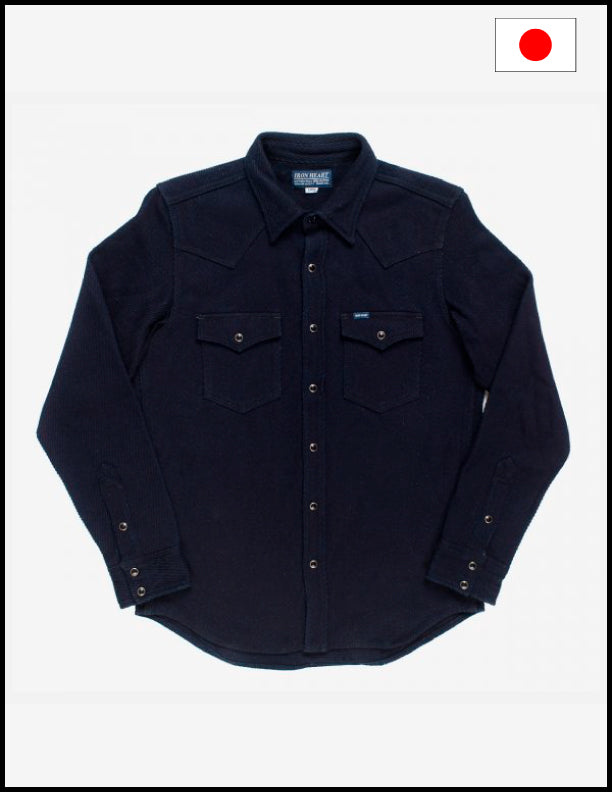 Iron Heart IHSH-208 Kersey Western Shirt in Indigo - Durable Denim Workwear for Cowboy Style & Outdoor Adventures