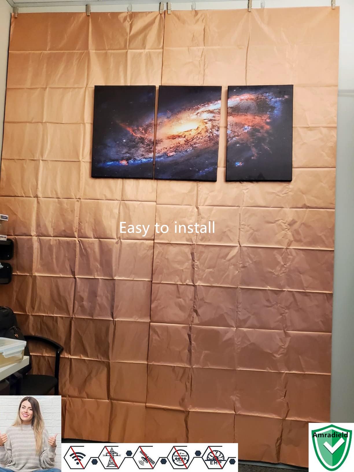 EMI RF Shielding Faraday Fabric - 10m Pure Copper Conductive Cloth for High & Low Frequency Protection | EMF Radiation Blocking for Electronics, Smart Meters & Privacy Security