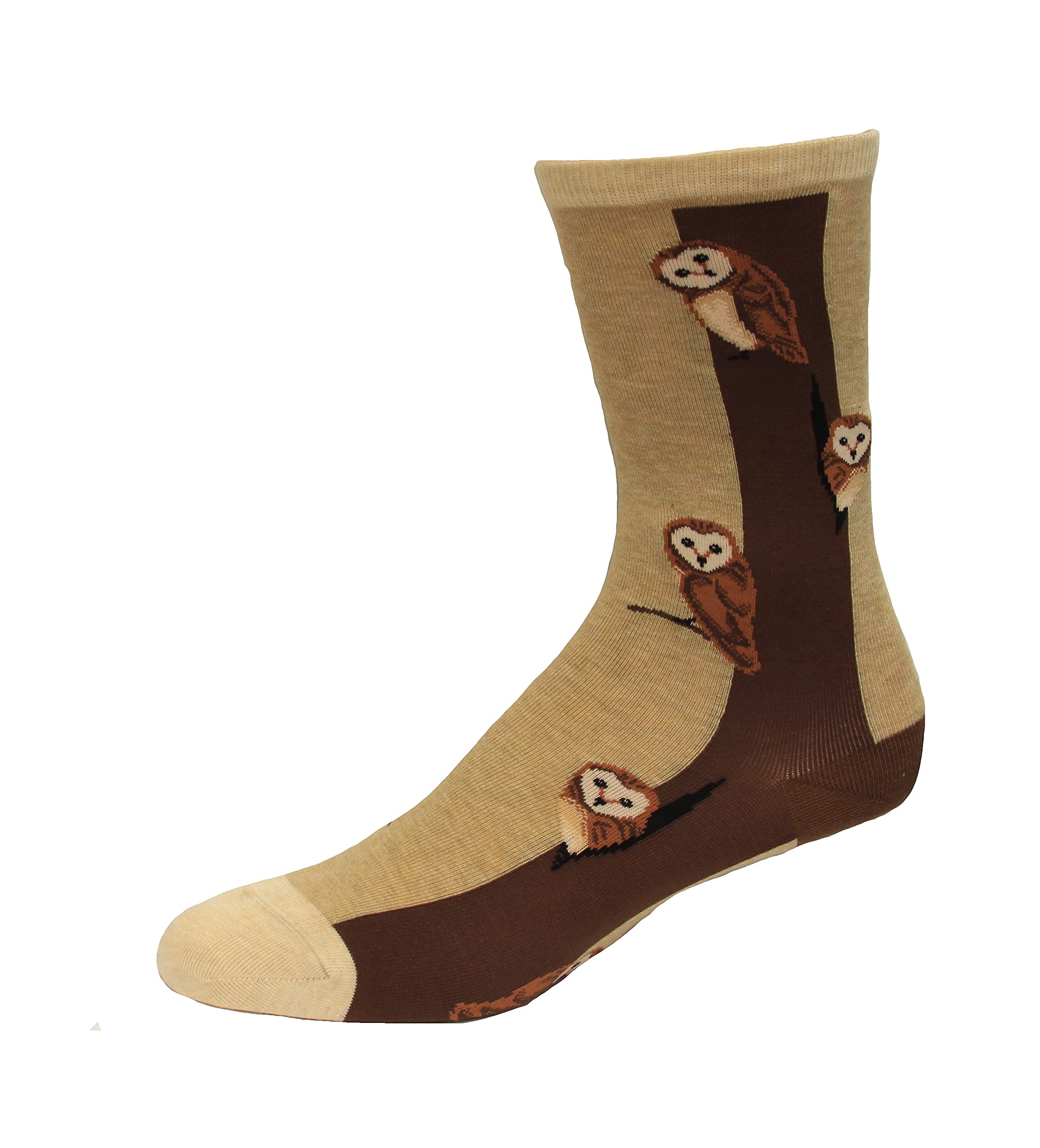 Hot Sox Women's Owl Crew Socks - Cute Animal Print Ankle Socks for Casual Wear, Work & Gifts