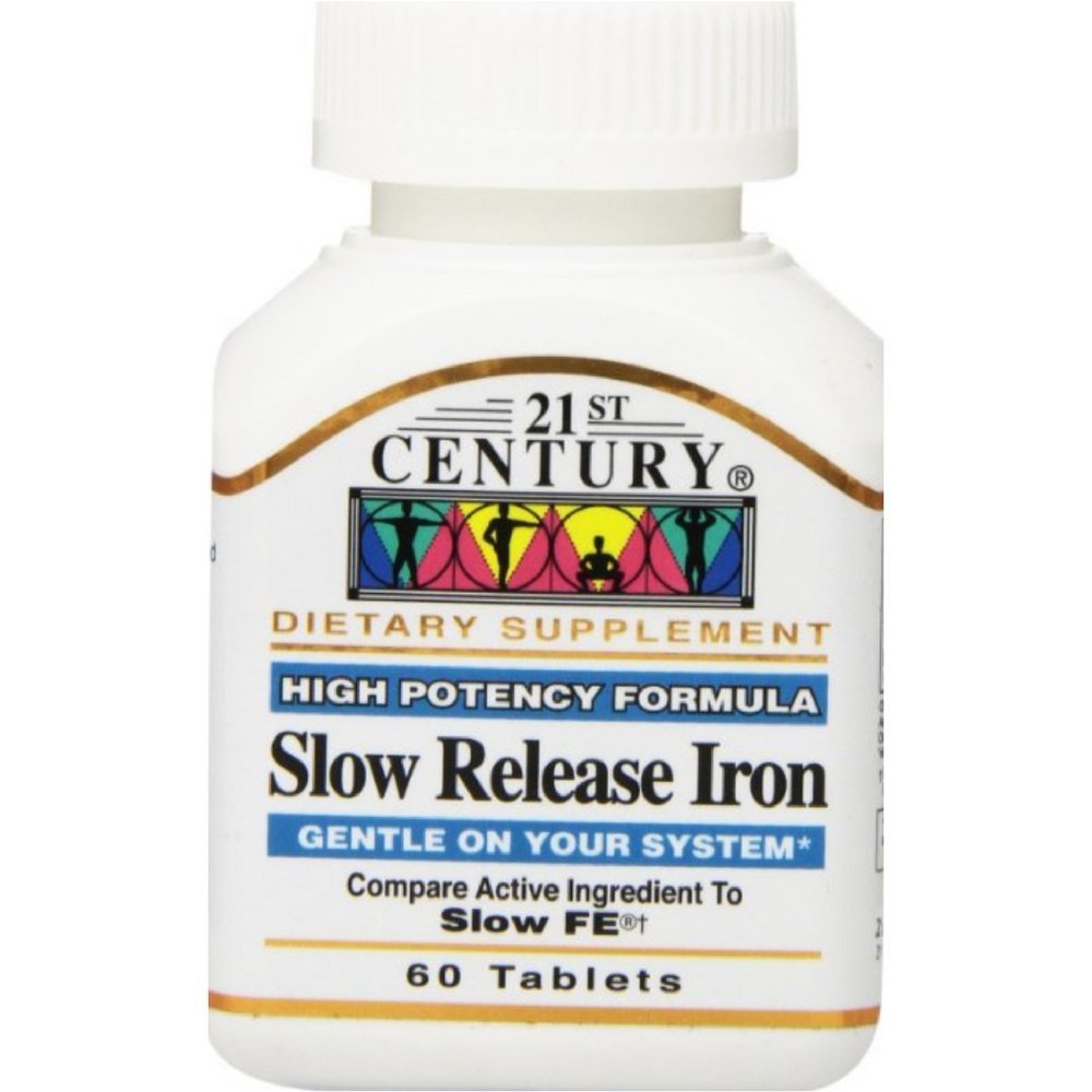 21st Century Slow Release Iron Supplement - 60 Tablets for Energy & Vitality - Supports Healthy Blood & Immune System - Ideal for Active Lifestyles & Iron Deficiency