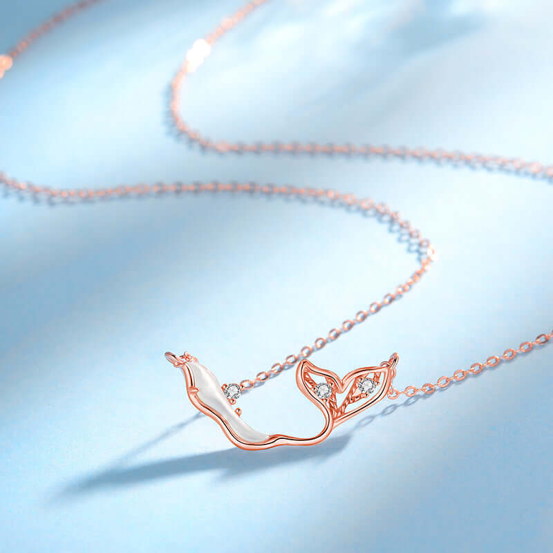 Love Dolphin Pendant Necklace - Sterling Silver Ocean Jewelry Gift for Women | Perfect for Beach Vacations, Birthday Presents & Marine Life Lovers