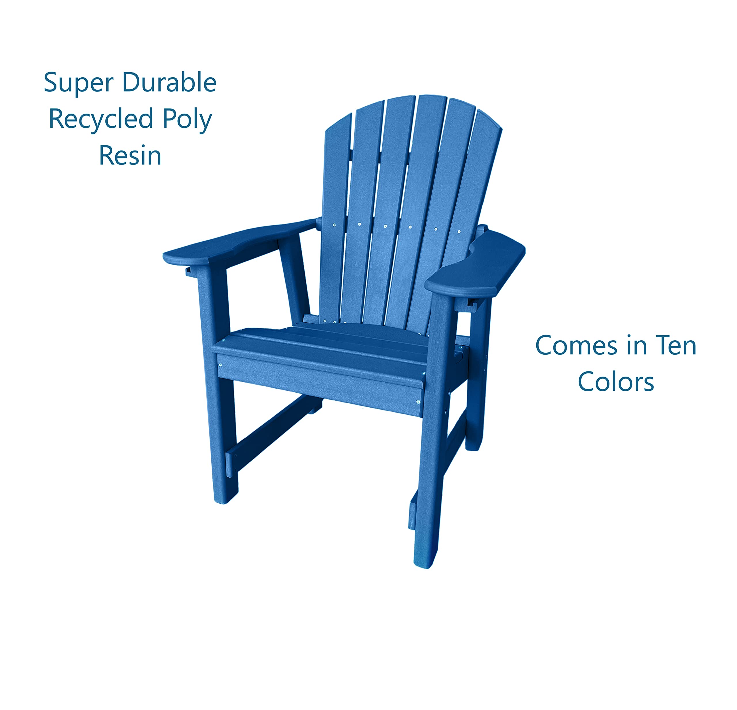 **Phat Tommy Outdoor Dining Chair - Weatherproof Recycled Poly Lumber Patio Chair, Heavy-Duty Composite Outdoor Furniture in Blue - Perfect for Backyard, Garden, and Poolside Relaxation**