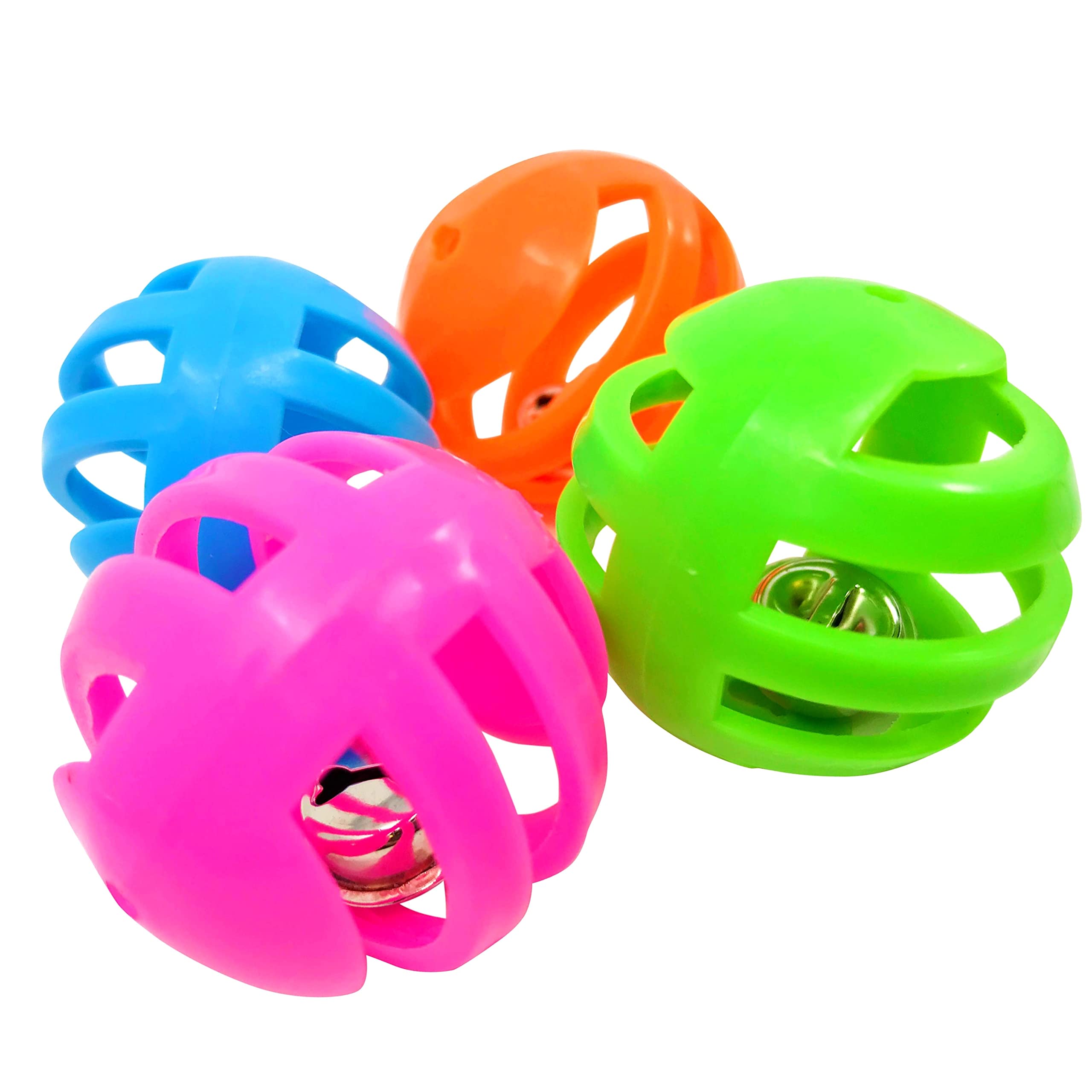 Bonka Bird Toys 1409 - 4 Pack Foraging Toy Balls for Cockatiels, Parakeets, Budgies & Small Parrots - Interactive Cage Toys for Mental Stimulation & Play - Perfect for Bird Enrichment & Exercise