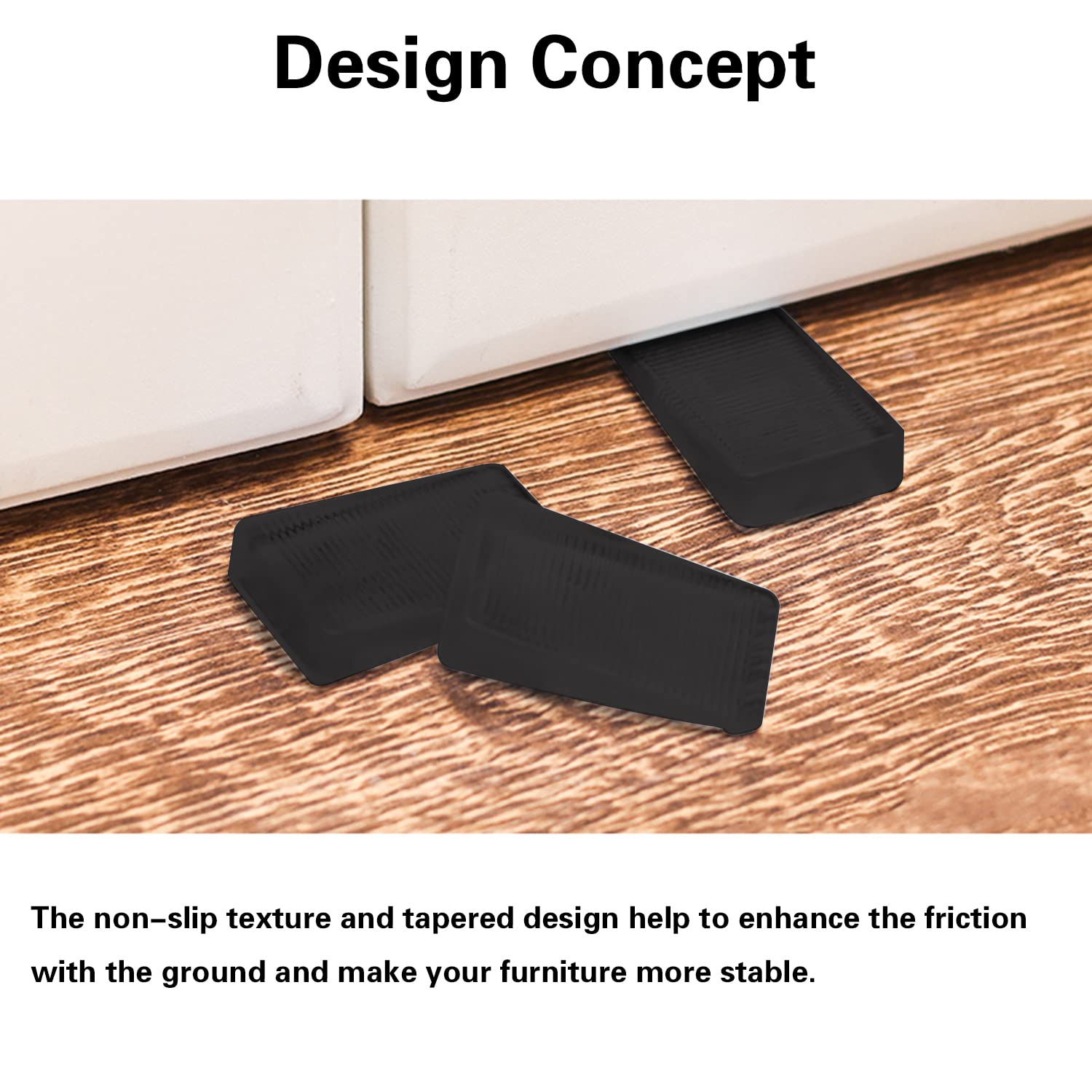 8 Pcs Black Furniture Leveling Shims - Hard Plastic Wedges for Uneven Tables, Toilets, Doors & Floors - Trimmable, Rubber Texture - Perfect for Home, Office & DIY Projects