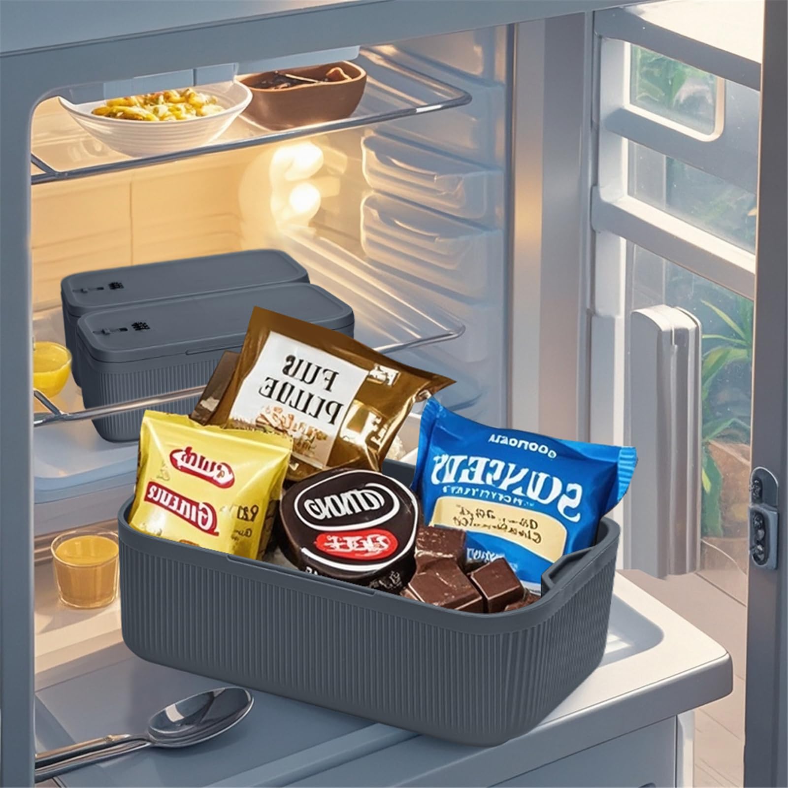 Secure Lockable Storage Box for Medicine, Food & Smart Devices - Travel Case, Refrigerator Bin & Small Lockbox for Office, Home, School - Ideal for Organizing Medications, Snacks & Valuables - Perfect Gift for Father's Day, Travel & Home Security