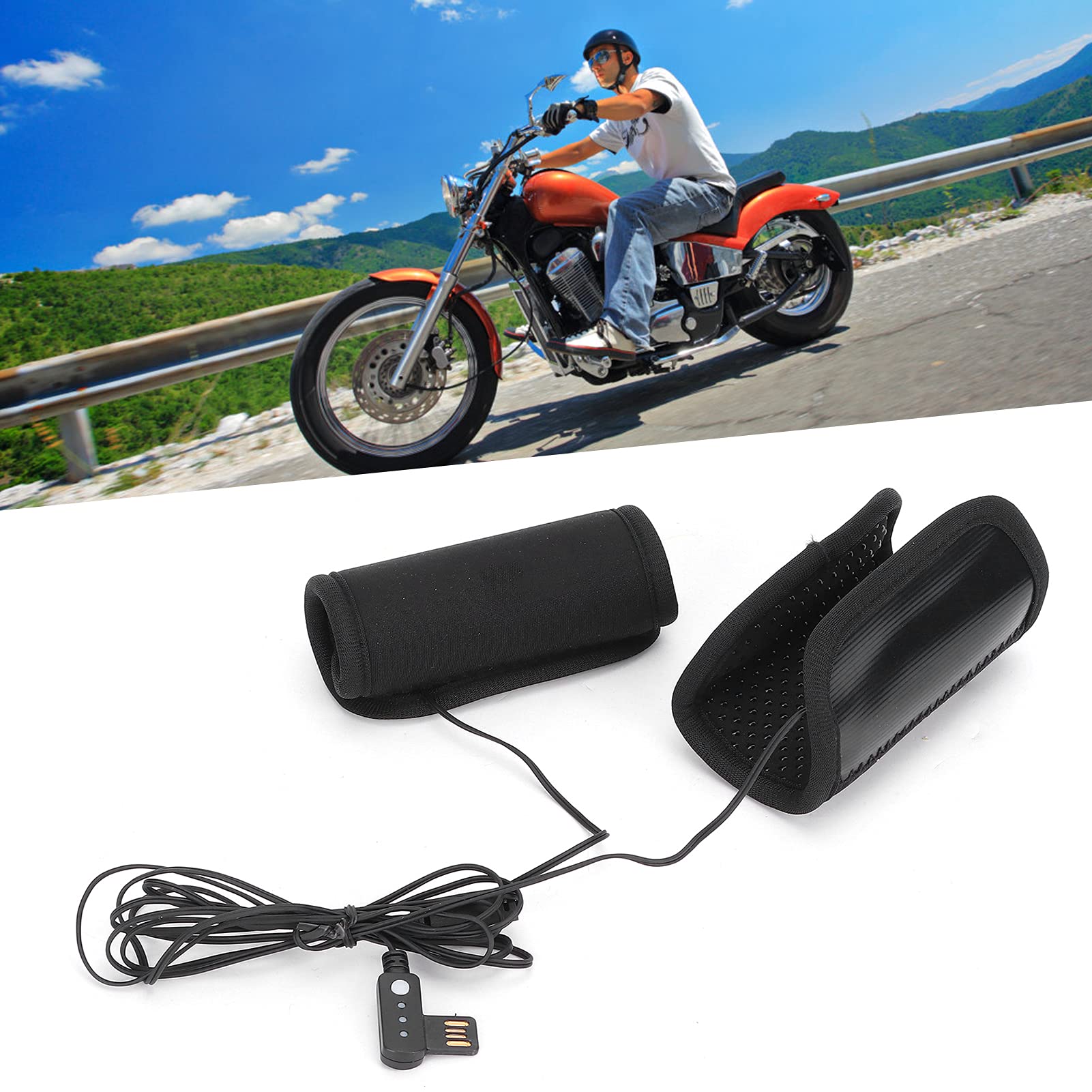 Motorcycle Heated Grip 22-32mm 5V USB 3 Gears - for Motorcycles & ATVs in Winter