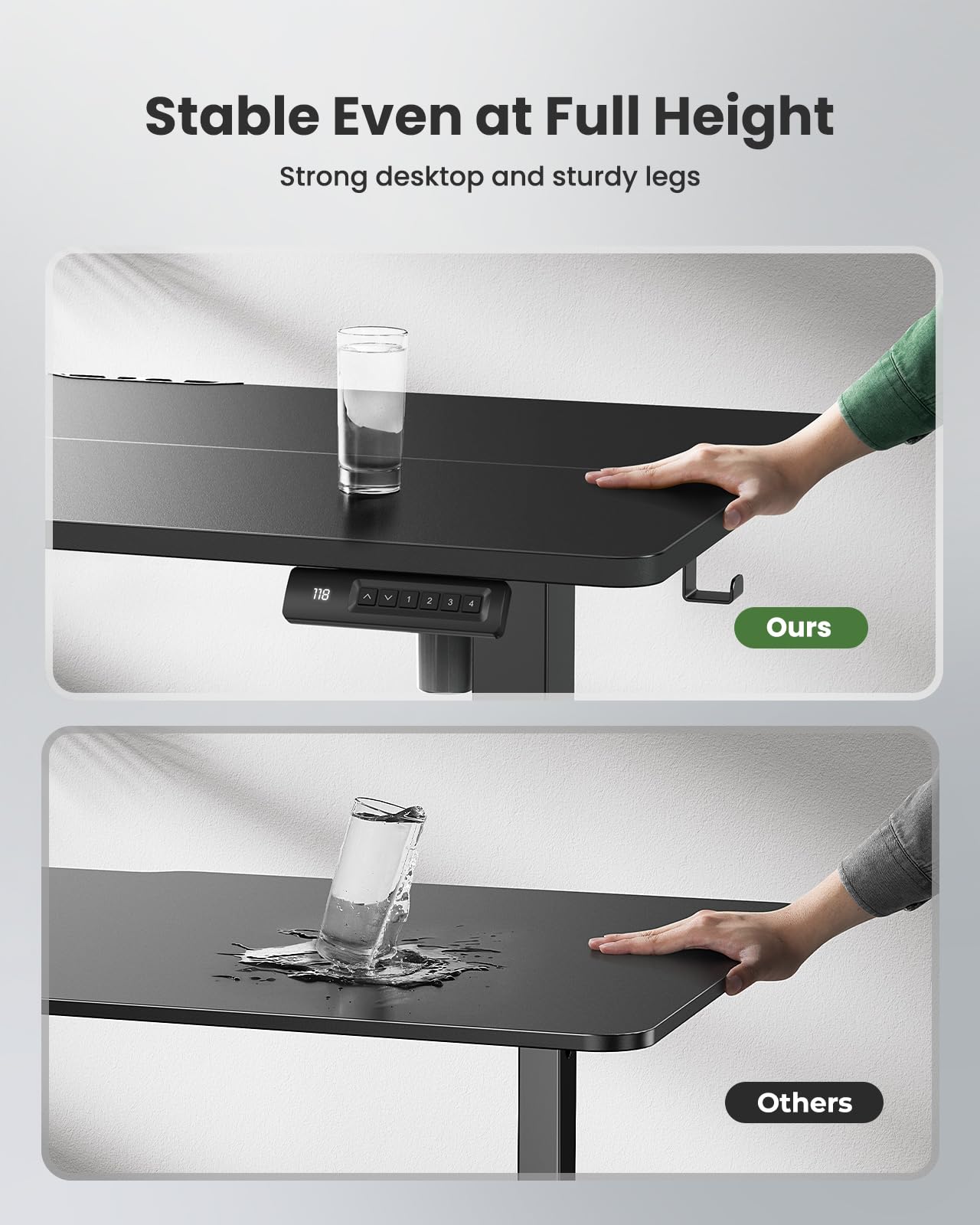 Adjustable Standing Desk 48x24 Inches - Home Office & Gaming Desk with Memory Presets for Work & Study