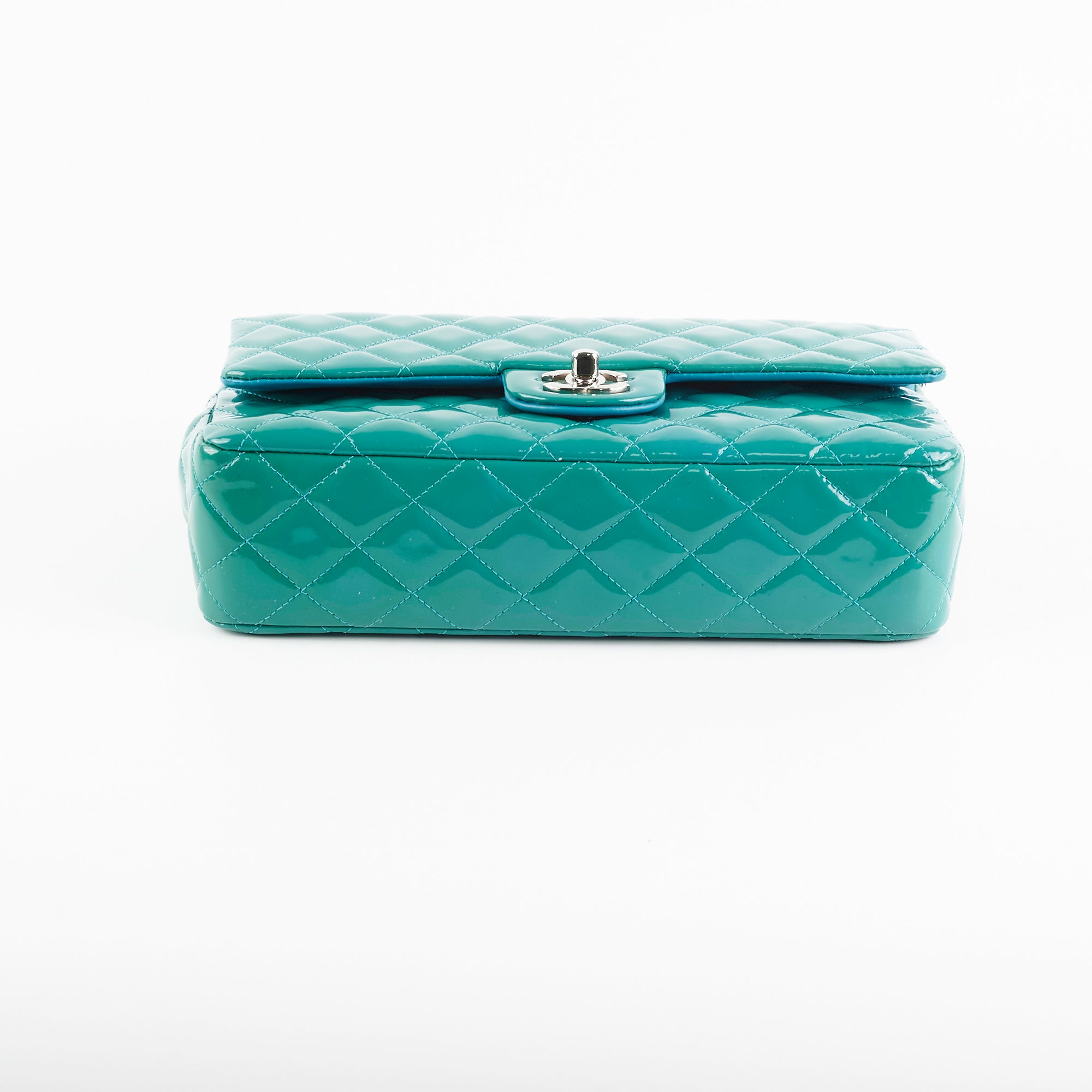 Chanel Quilted Patent Leather Medium Large Classic Flap Bag in Teal - Luxury Handbag for Women, Perfect for Parties, Work & Special Occasions