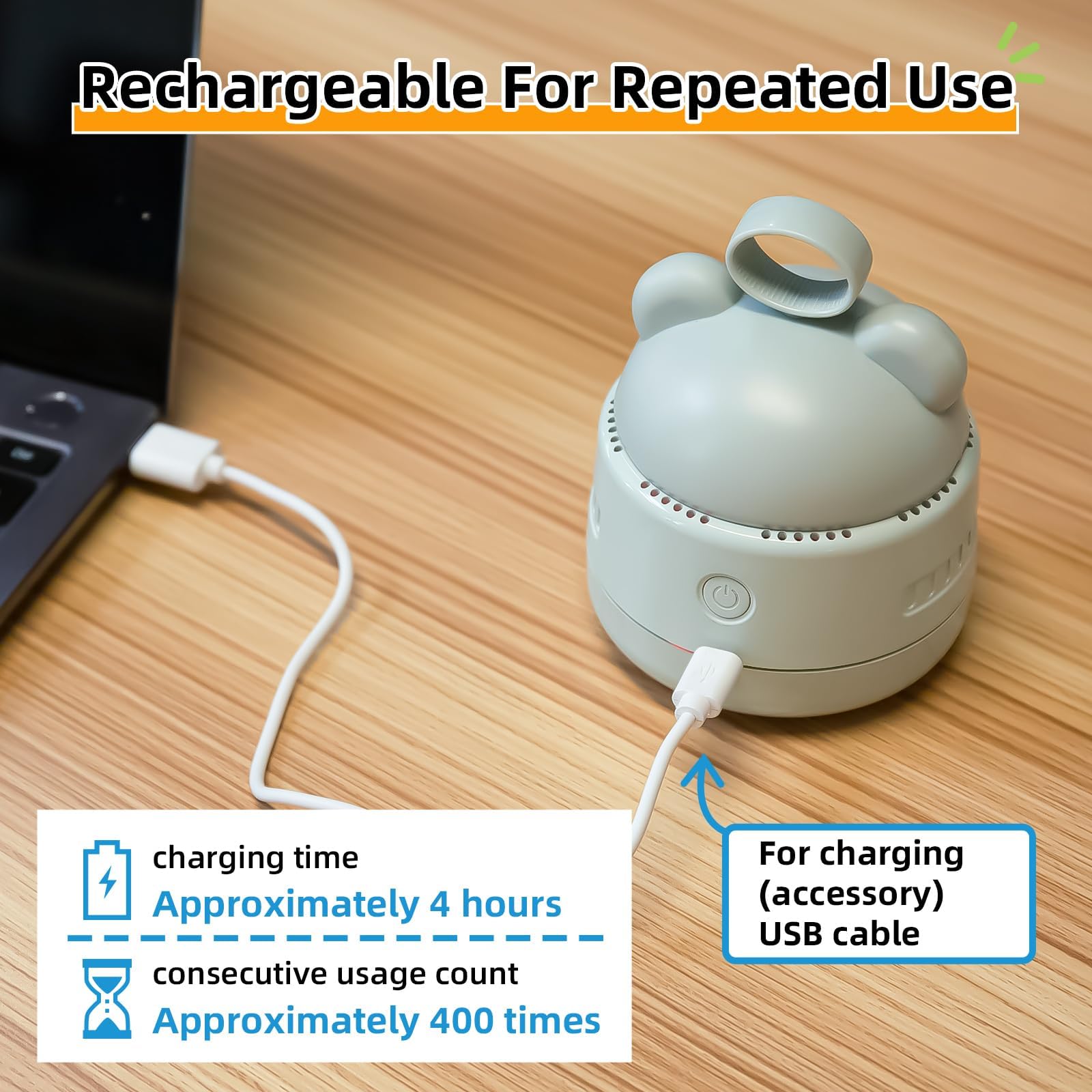 Zmol Mini USB Vacuum Cleaner for Keyboard & Office Desk - Portable Dust Cleaner with Brush & Bear Grip for Easy Cleaning