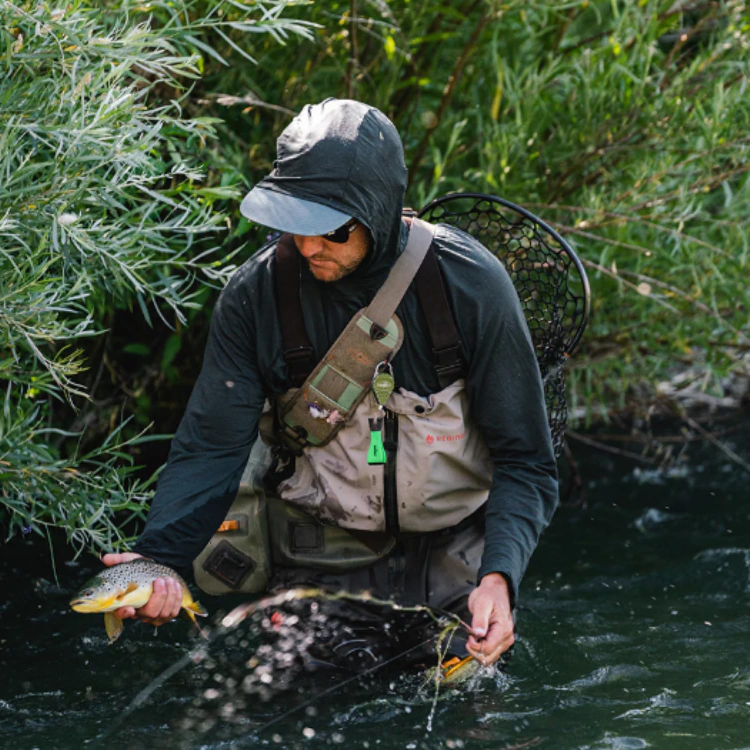 Redington Men's Escape Zip Up Chest High Waders - Waterproof Fly Fishing Waders for Men in Boulder/Slate - Ideal for Stream, River & Lake Fishing Adventures