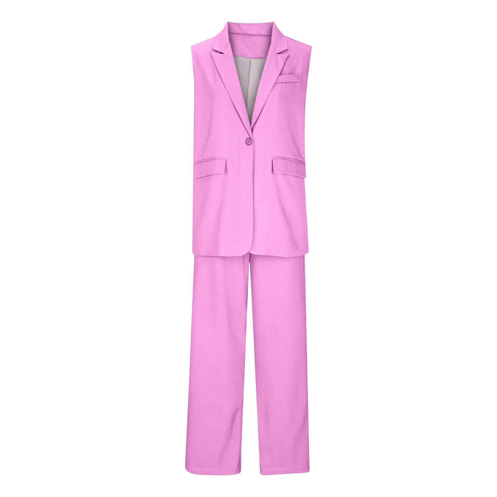 Women's 2-Piece Outfit Set - Slim Fit Sleeveless T-Shirt & Wide Leg Trousers for Spring Summer | Casual Workwear & Vacation Clothing