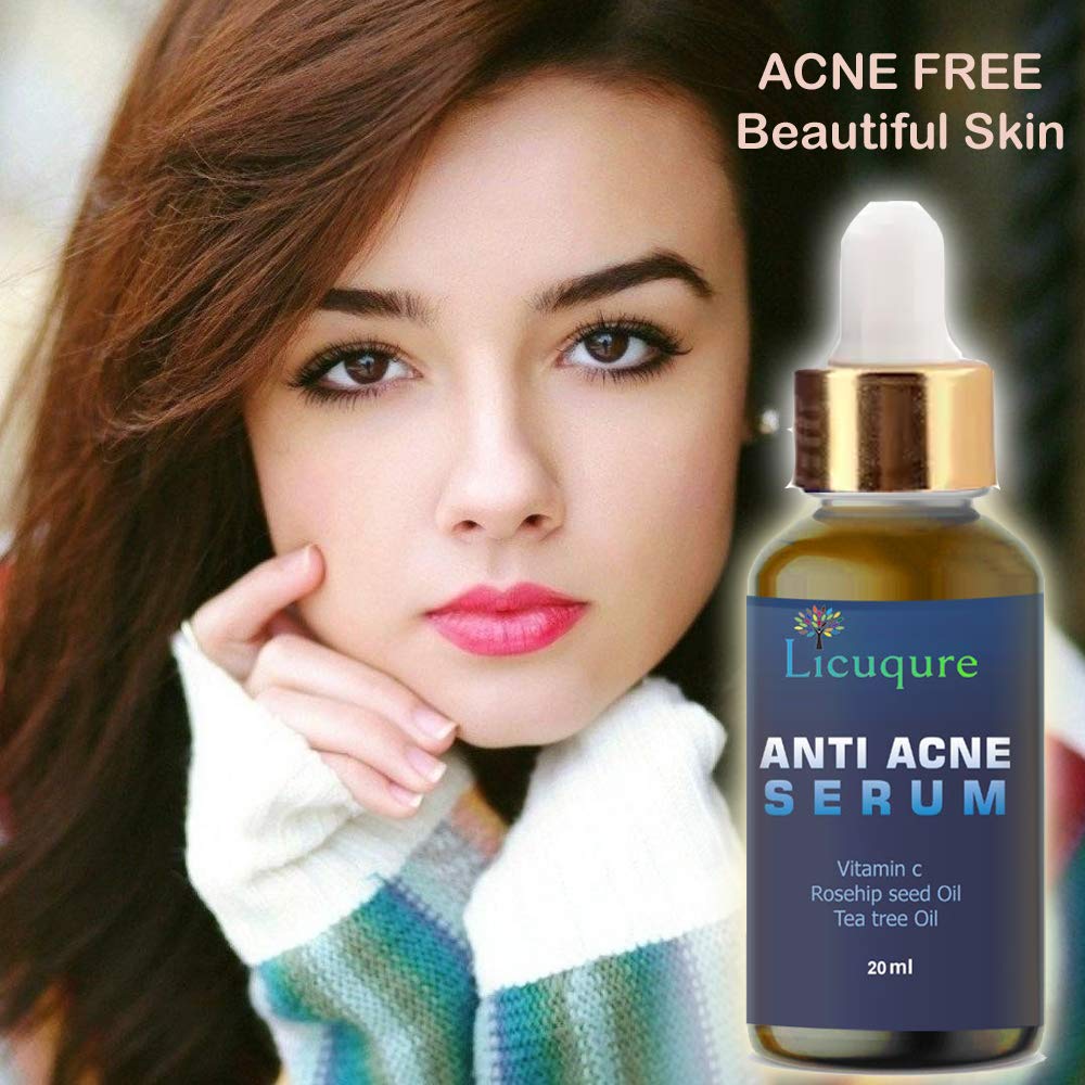 Licuqure Anti Acne Serum with Tea Tree Oil - Pimple & Blemish Treatment for Acne Scars & Dark Spots - Skin Soothing Collagen Serum for Clear, Healthy Complexion | Perfect for Daily Skincare Routine & Post-Breakout Recovery