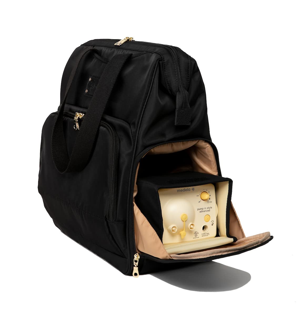 Sarah Wells Norah Breast Pump Backpack - Stylish & Functional Diaper Bag for Nursing Moms, Perfect for Work, Travel & On-the-Go Pumping (Black)