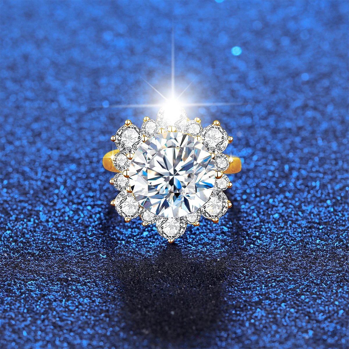 8ct Round Flower Cut 13mm Moissanite Engagement Ring with Certification - Luxury Wedding Band for Women, Perfect for Proposals, Anniversaries & Bridal Jewelry