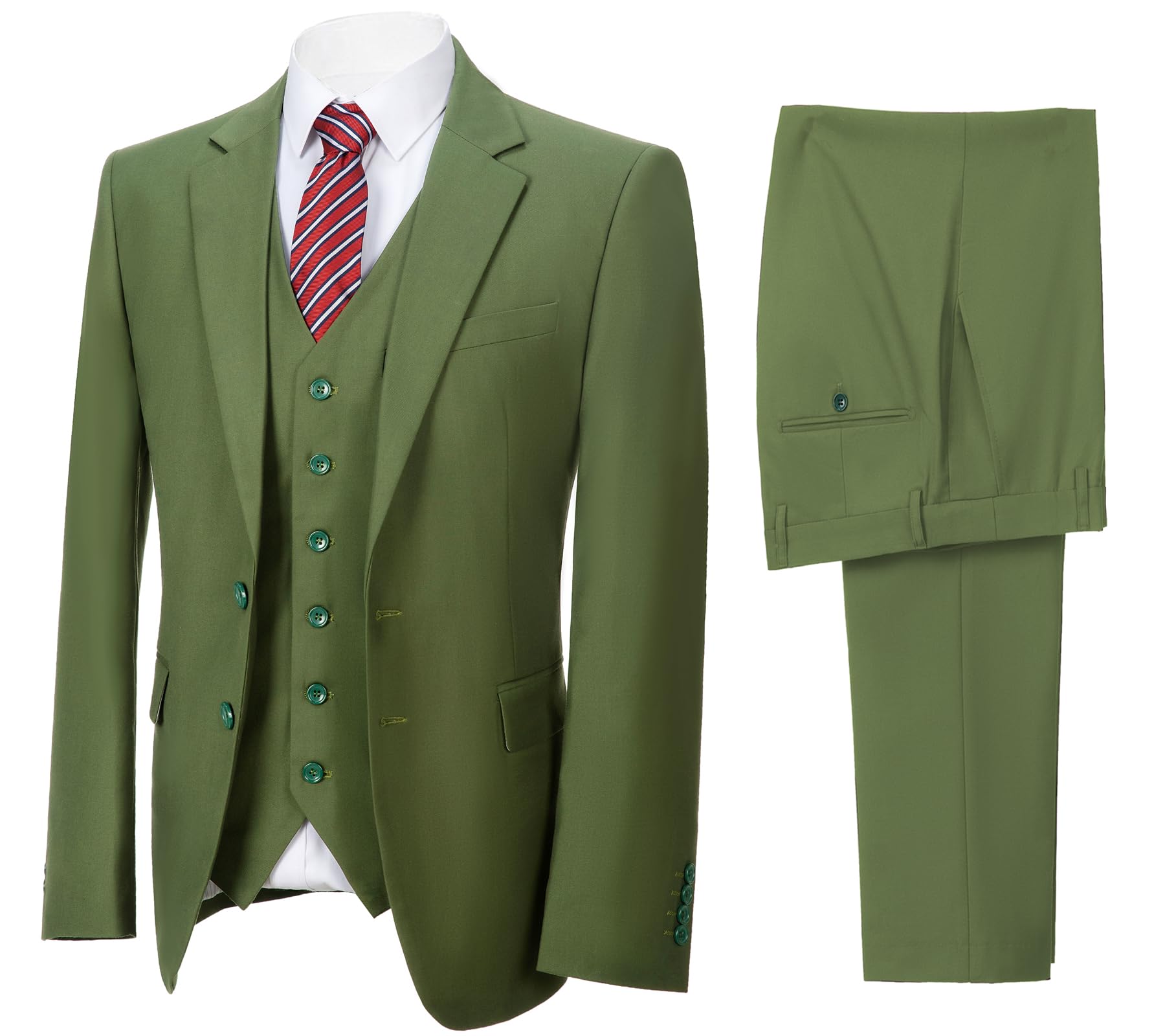 3-Piece Men's Business Suit Set - Notch Lapel Blazer, Formal Pants & Vest for Wedding, Groom, Prom & Office Wear | Classic Tuxedo Style for Special Occasions & Professional Events