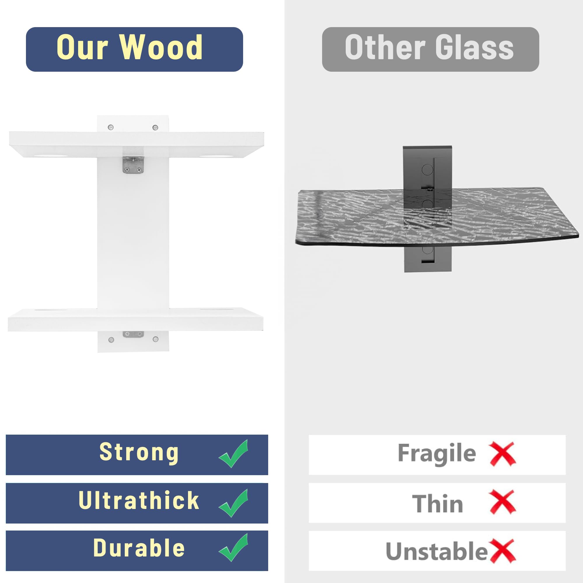 Floating TV Shelf for Projector, PS5, DVD - Wall Mounted Storage for Living Room