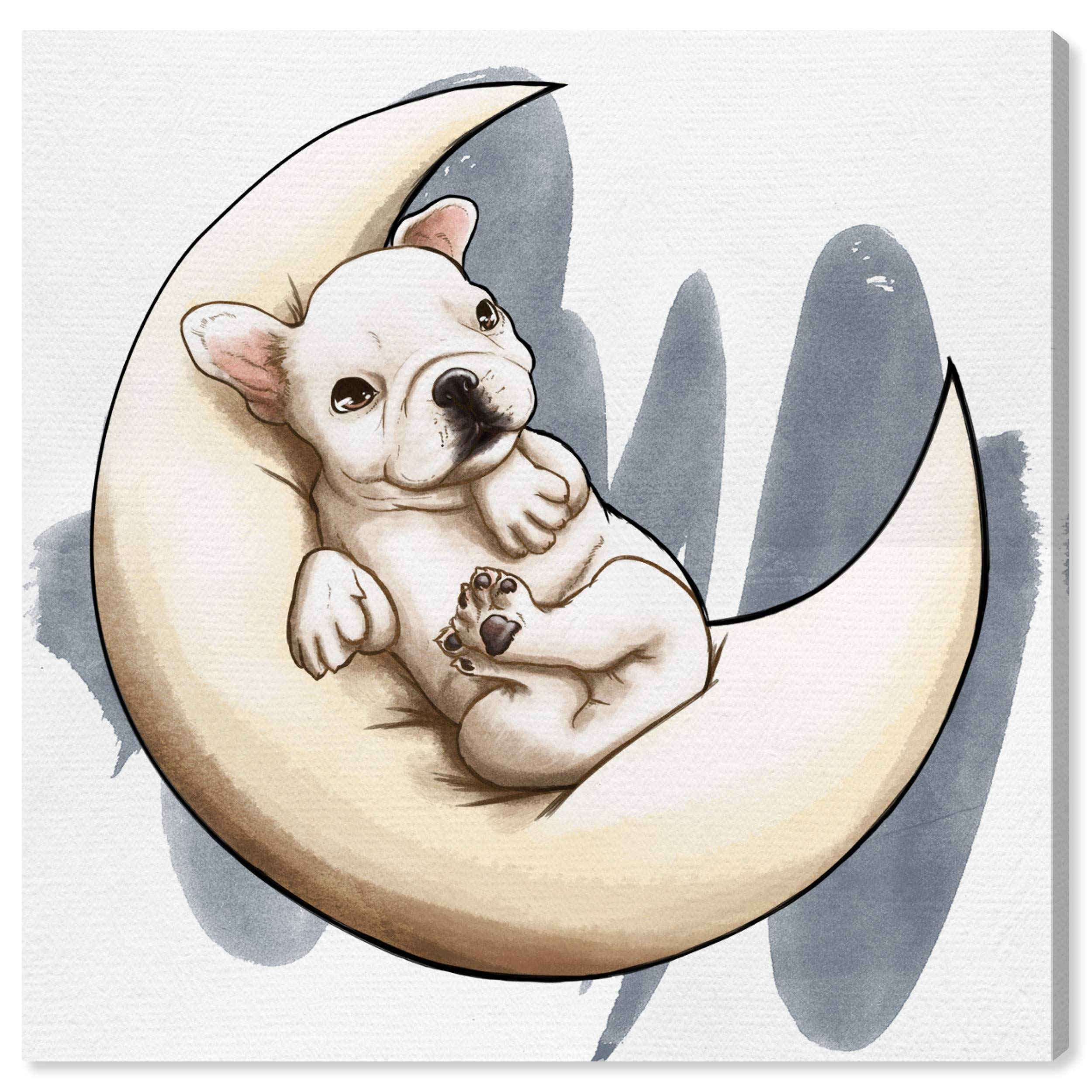 Lunar Frenchie Wall Art Canvas Print - 16x16 Inch Yellow & Gray Animal Home Decor by Oliver Gal Artist Co. | Perfect for Living Room, Bedroom & Office Decor
