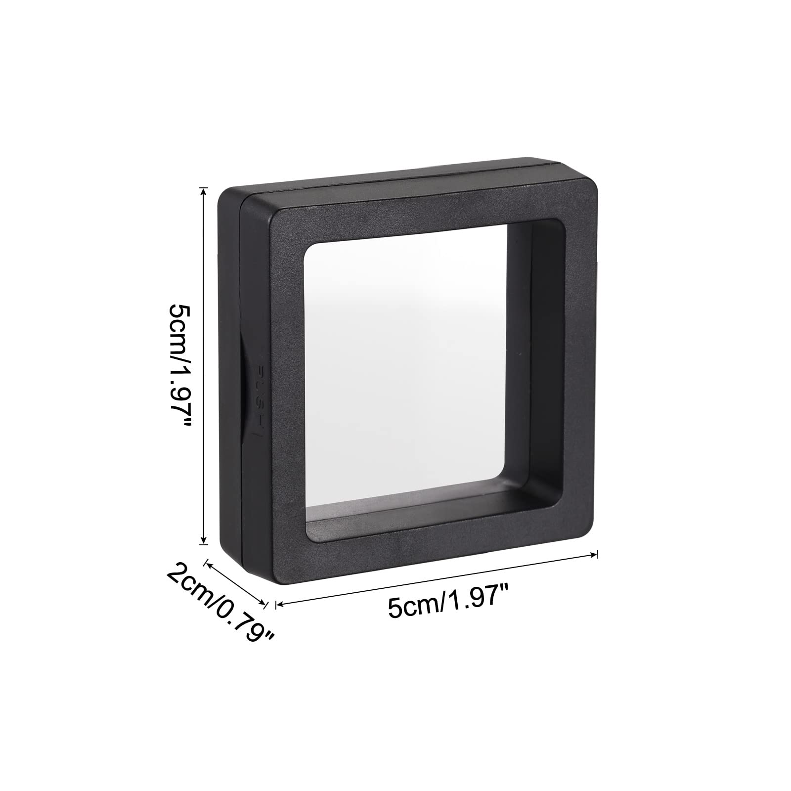 3D Floating Frame Jewelry Display Stand - 1.97 x 1.97 x 0.79 Inch Black Acrylic Holder for Rings, Necklaces, Bracelets & Earrings (Pack of 20) - Perfect for Retail Stores, Boutiques & Wedding Ring Displays