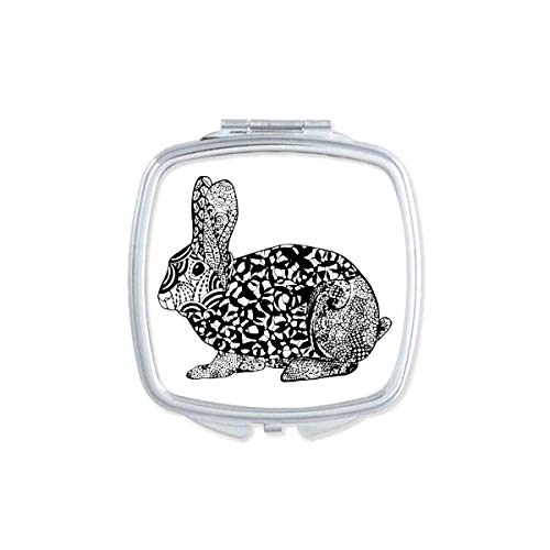 DIYthinker Cute Fat Rabbits Animal Portrait Sketch Mirror - Portable Compact Pocket Makeup Mirror with Double Sided Glass - Perfect for Travel, Home, and Gift Giving