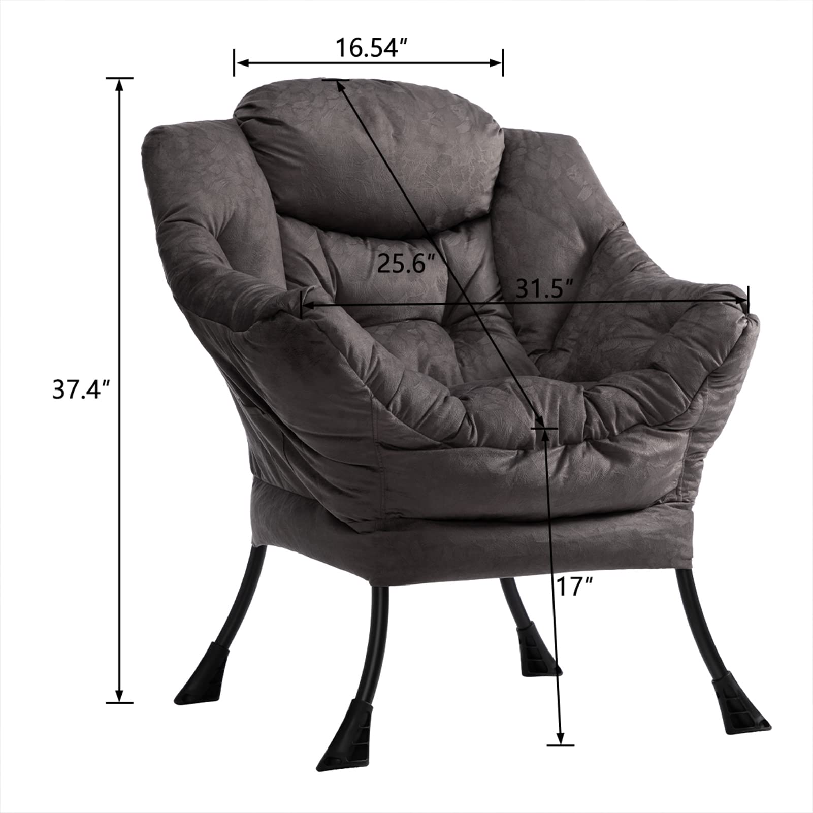 HollyHOME Modern Fabric Oversized Lounge Chair - Extra Large Comfy Reading Chair with Thick Padding & Armrests, Steel Frame Accent Chair for Living Room, Bedroom, Dorm - Perfect for Relaxing, Reading & Napping (Coffee Grey)
