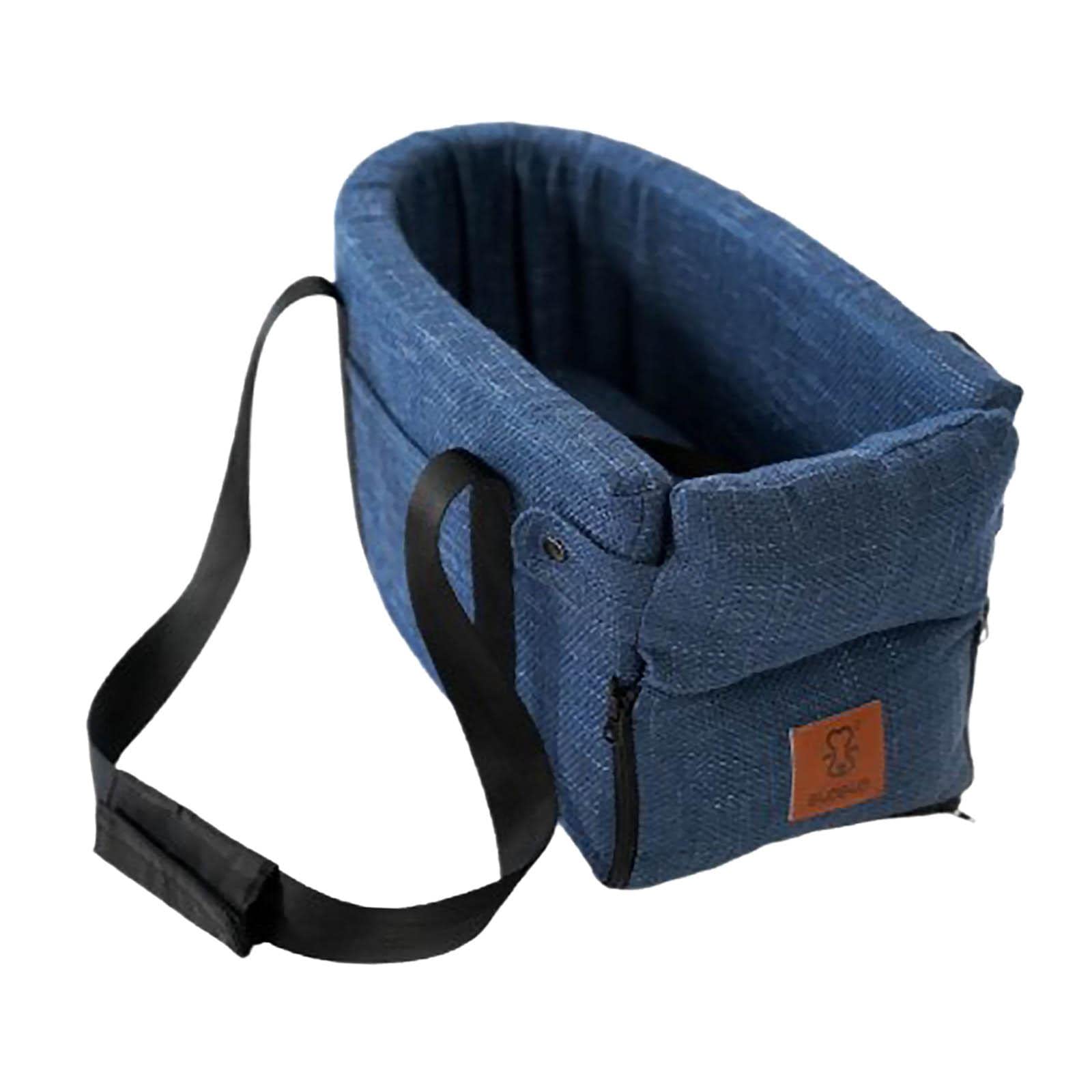 CALANDIS Small Dog Car Seat Pet Carrier - Non-Slip Middle Console Dog Car Seat for Small Dogs, Soft Blue - Perfect for Car Travel & Road Trips with Your Pet