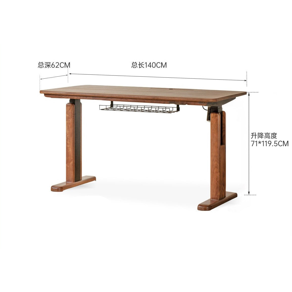 Black Walnut Solid Wood Electric Standing Desk - Adjustable Height Home Office Desk for Work & Study - Ergonomic Sit to Stand Desk for Computer, Laptop & Gaming Setup