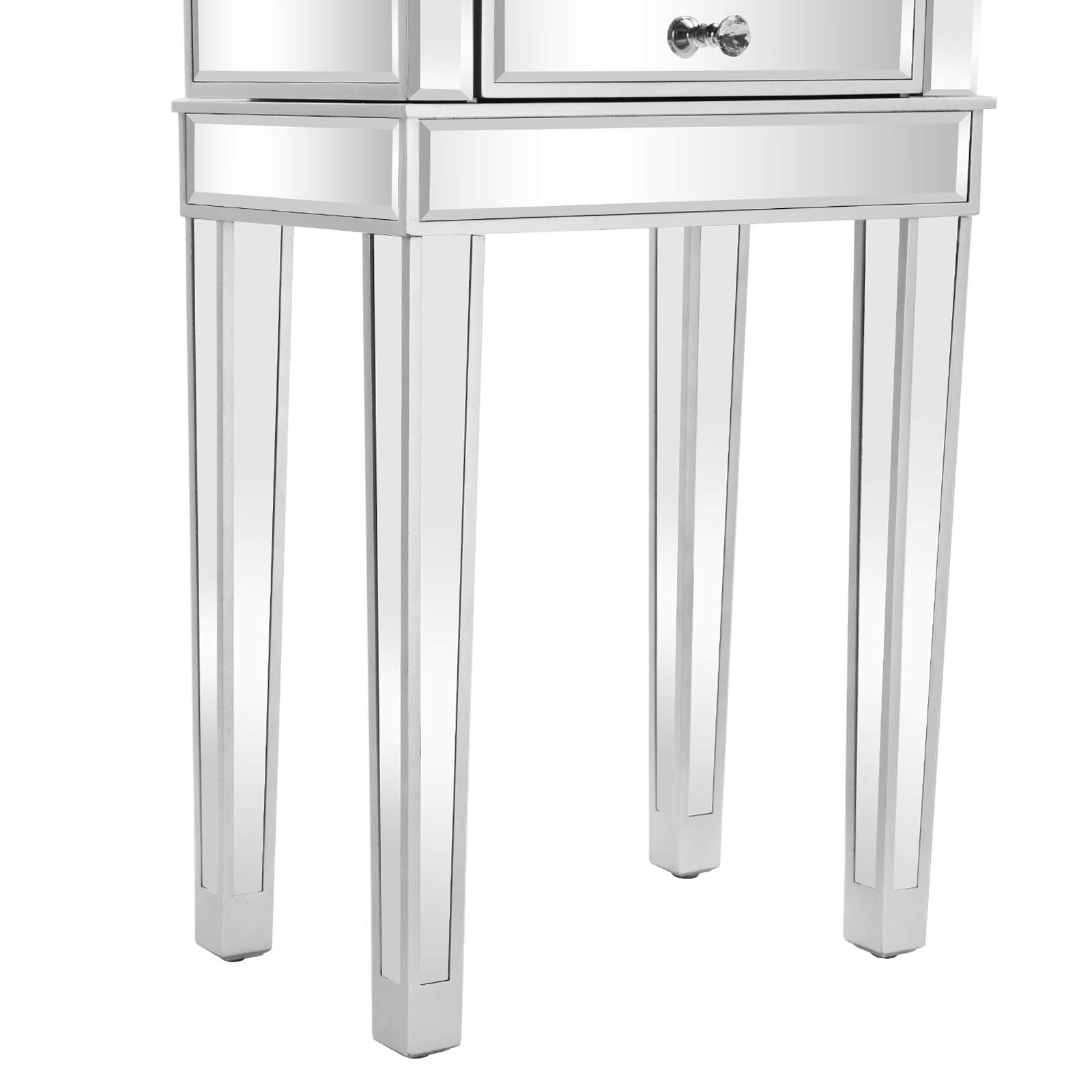 VINGLI Full-Length Mirrored Jewelry Armoire with 6 Drawers & 2 Side Doors - Large Standing Jewelry Cabinet Organizer for Necklaces, Rings, Earrings - Silver Finish for Bedroom, Closet or Dressing Room