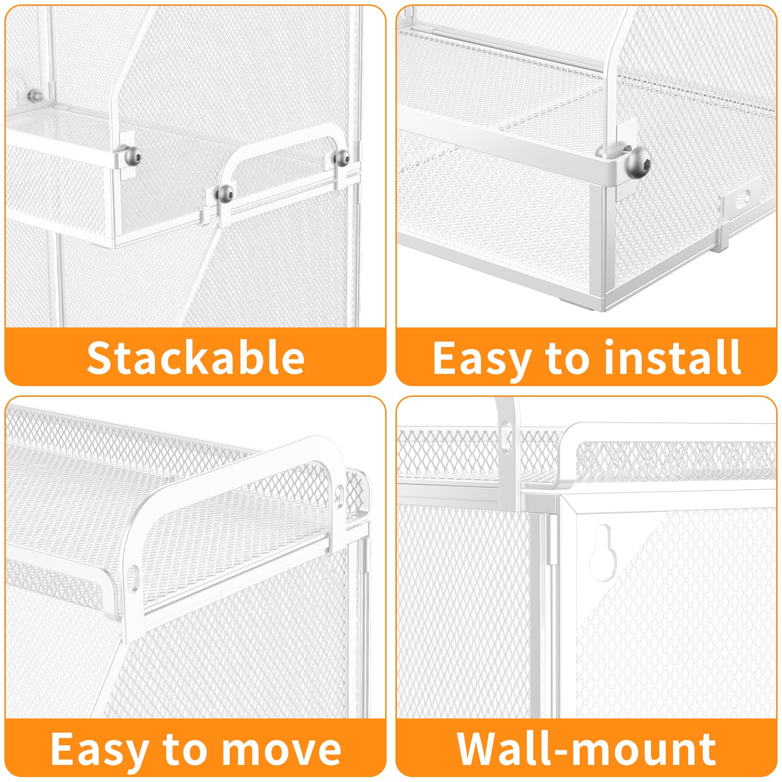 2 Pack Stackable Hanging Fruit Baskets - Kitchen Storage for Onions, Potatoes & Vegetables (Wall Mount Pantry Organizer)