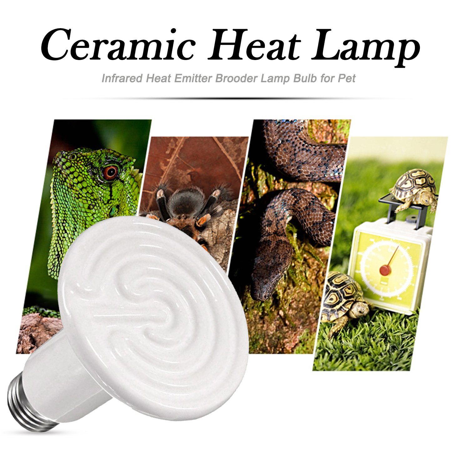 OMAYKEY 2 Pack 75W Ceramic Heat Emitter Bulb - ETL Certified Reptile Heat Lamp for Lizards, Turtles, Snakes, Amphibians & Chicken Brooders - No Light Emission, Safe for Night Use - Perfect for Terrariums, Aquariums & Coops