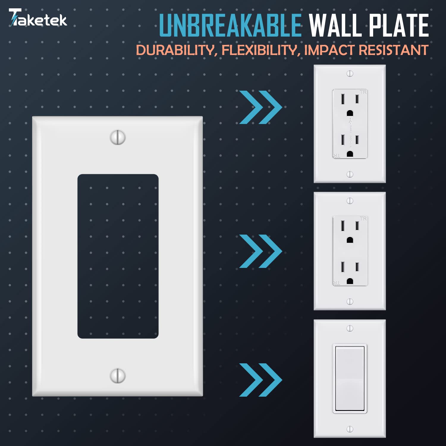 10 Pack White Decorator Wall Plates - Paddle Light Switch Covers for Rocker Switches & Receptacle Outlets | Single Gang Electrical Decora Faceplate Cover | Perfect for Home, Office & Commercial Decor