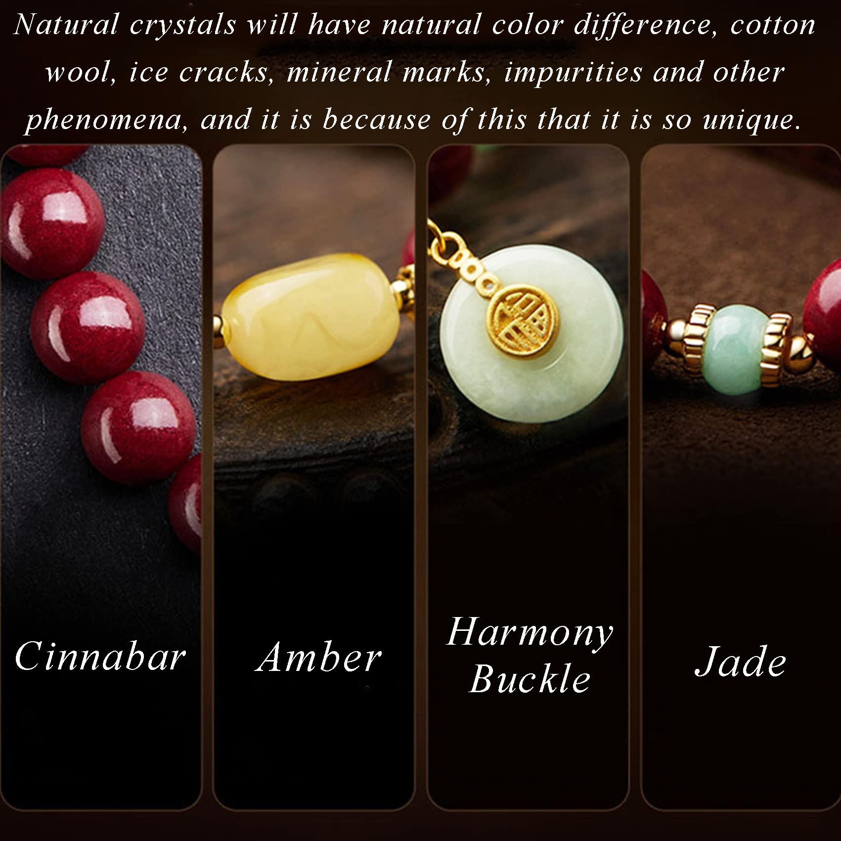 Feng Shui Wealth Bracelet - Natural Cinnabar Crystal Stone Bracelet with Harmony Buckle & Charm Pendant - Good Luck Talisman, Chakra Healing, Quartz Amulet for Positive Energy & Prosperity | Perfect for Meditation, Yoga, Spiritual Healing & Daily Wear
