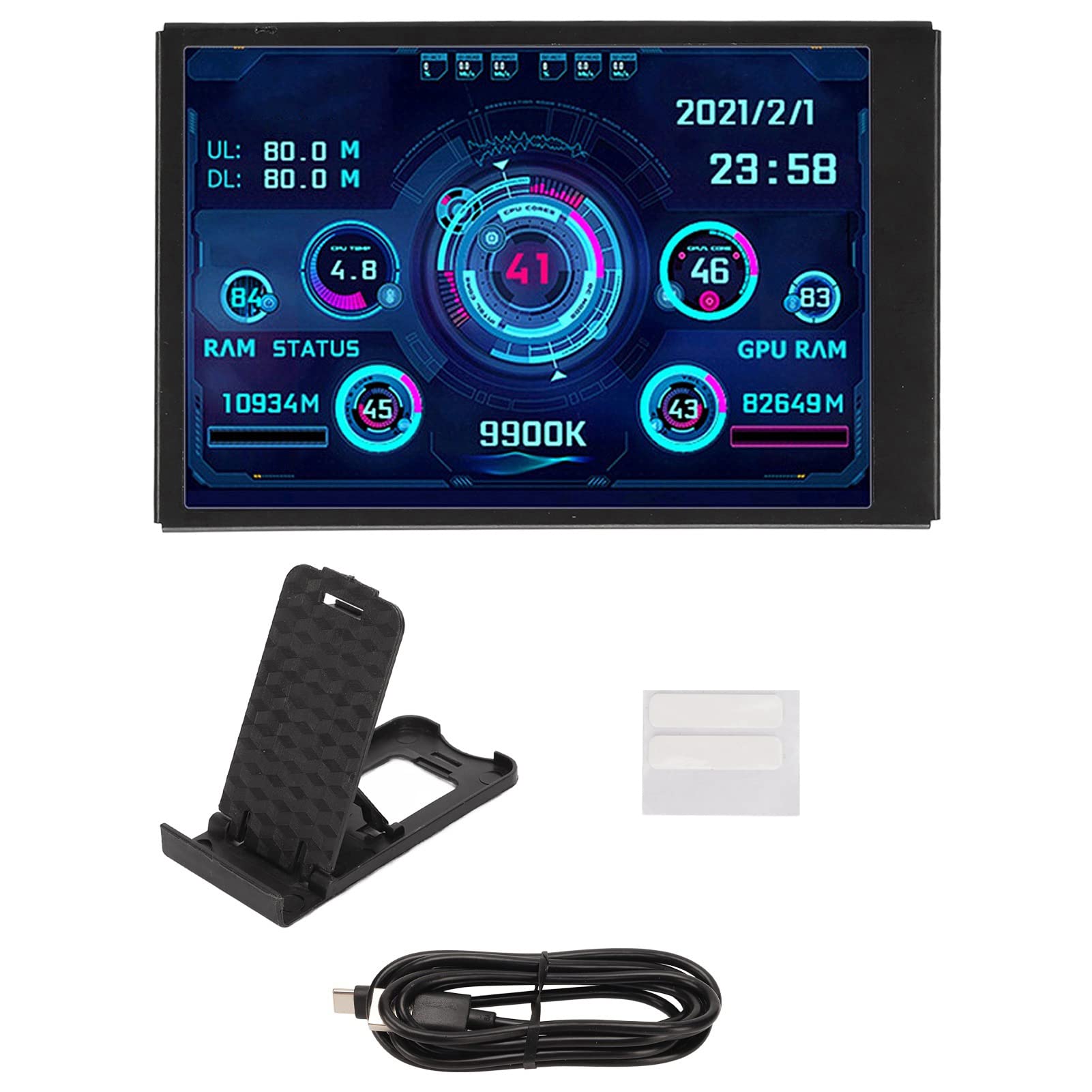LIYJTK 3.5 Inch Mini PC Monitor - IPS Full HD Display for CPU, RAM & Hard Disk Temperature Monitoring - AIDA64 Compatible Computer Hardware Diagnostic Tool (Black) | Perfect for Gaming Rigs, Workstations & Server Monitoring